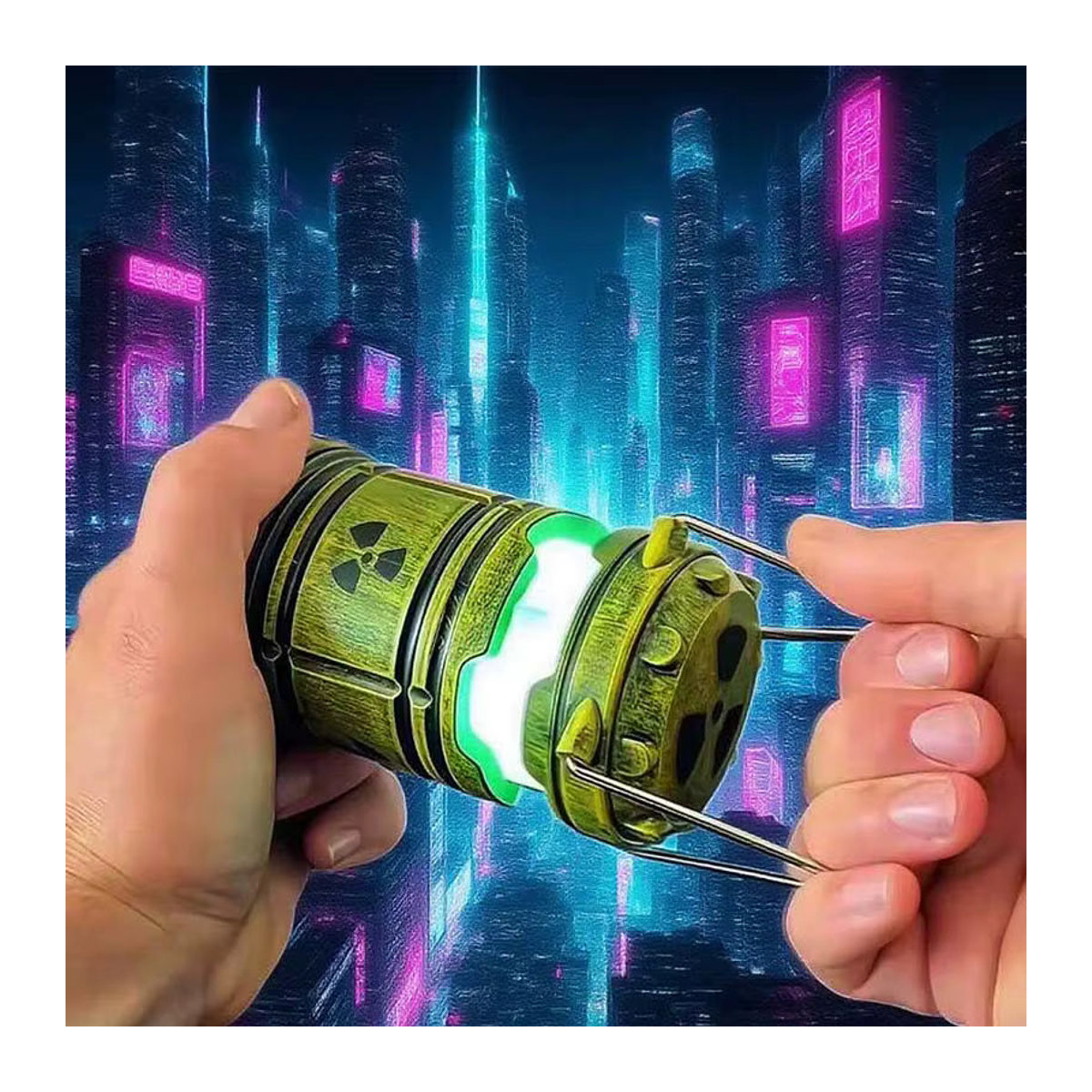 Mini-Handheld-Nuclearreaktor-Nachtlicht mit Strahlungssymbol in Grün für Sci-Fi Heimdekoration - Bild 5