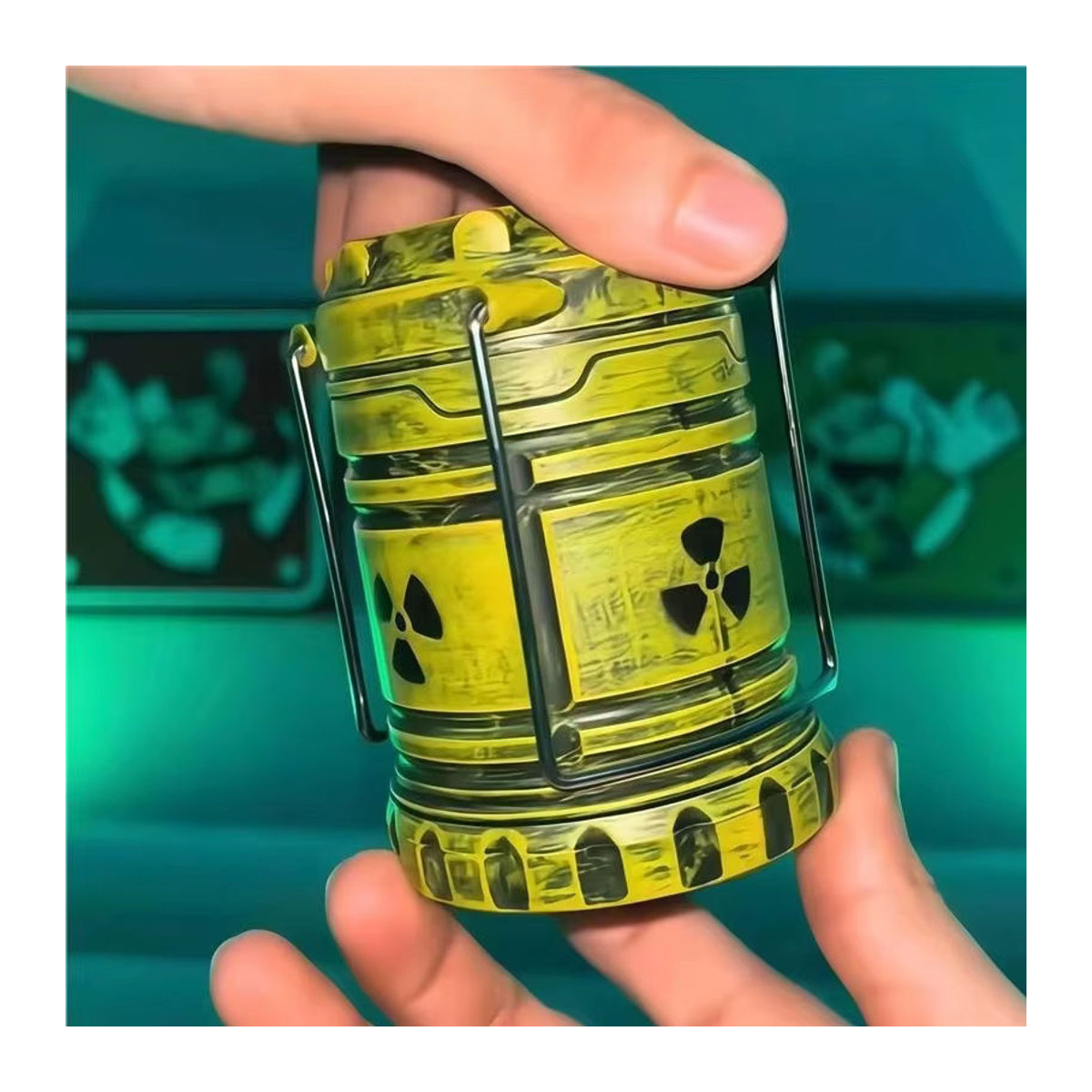 Mini-Handheld-Nuclearreaktor-Nachtlicht mit Strahlungssymbol in Grün für Sci-Fi Heimdekoration - Bild 6