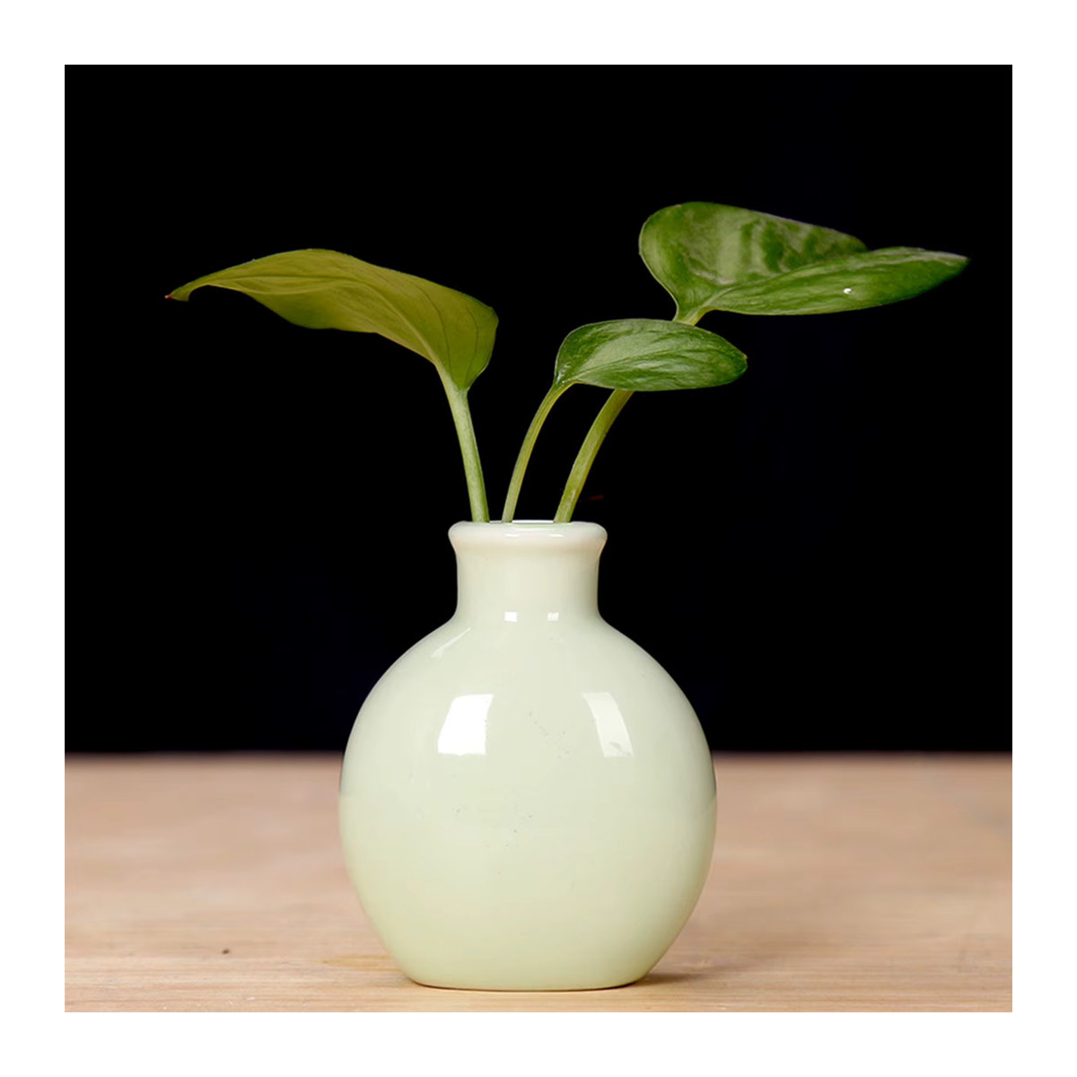 Mini Keramik Vase in Rosa und Weiß für Schnittblumen, bauchiges Design, B/H: 7,5 x 6 cm - Bild 2
