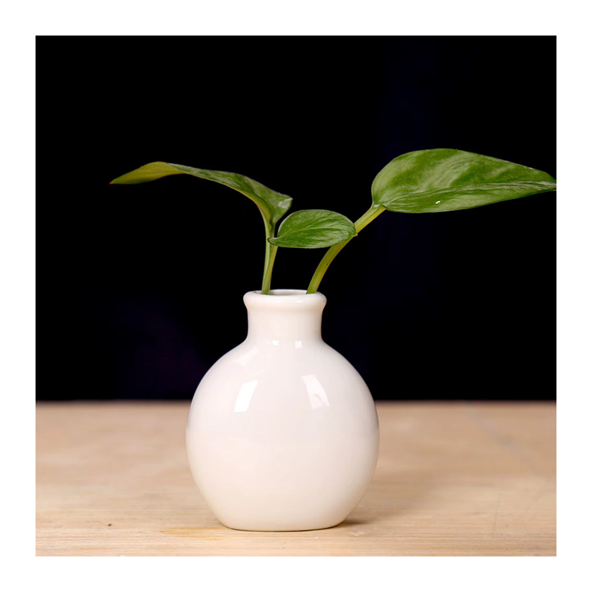 Mini Keramik Vase in Rosa und Weiß für Schnittblumen, bauchiges Design, B/H: 7,5 x 6 cm - Bild 3