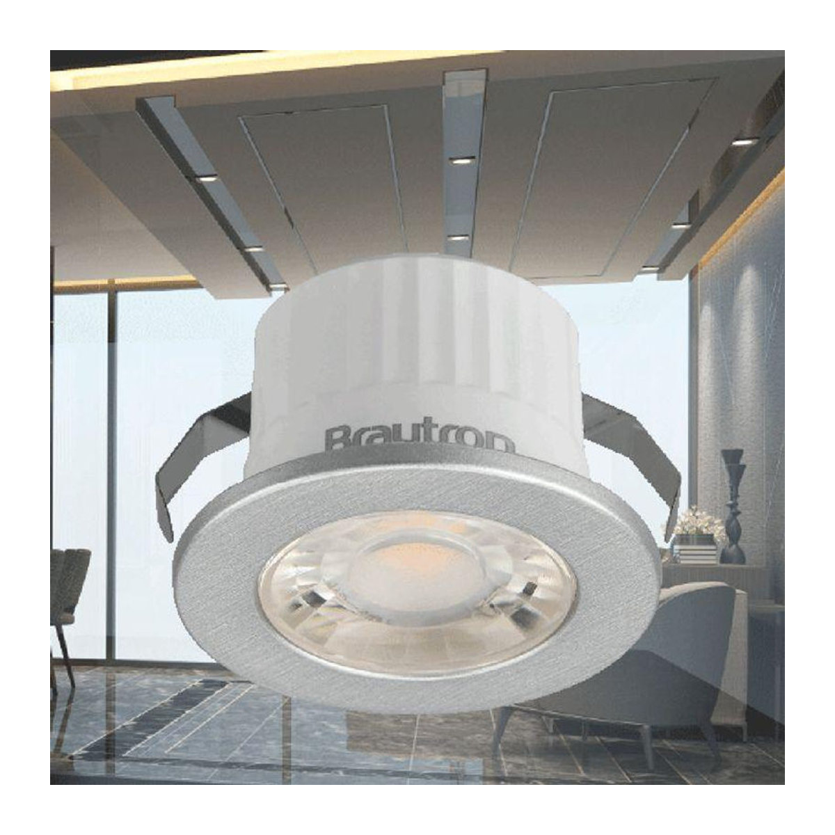 Mini LED Einbaustrahler rund in Silber mit 3W und kaltweißem Licht IP54 - Bild 2
