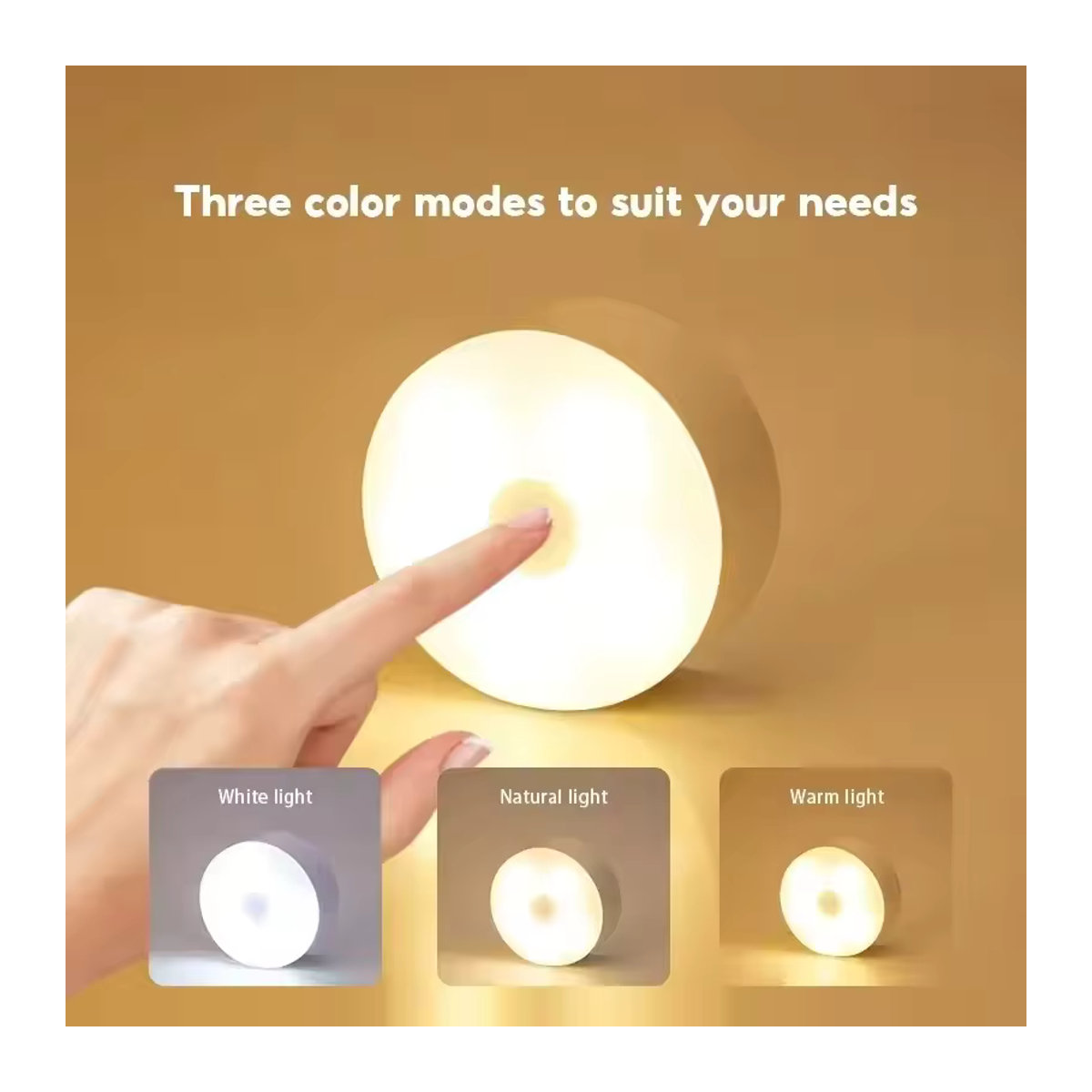 Mini LED Touch Sensor Nachtlicht mit magnetischer Basis, USB aufladbar und dimmbar, rund und tragbar für Küche und Schlafzimmer - Bild 2
