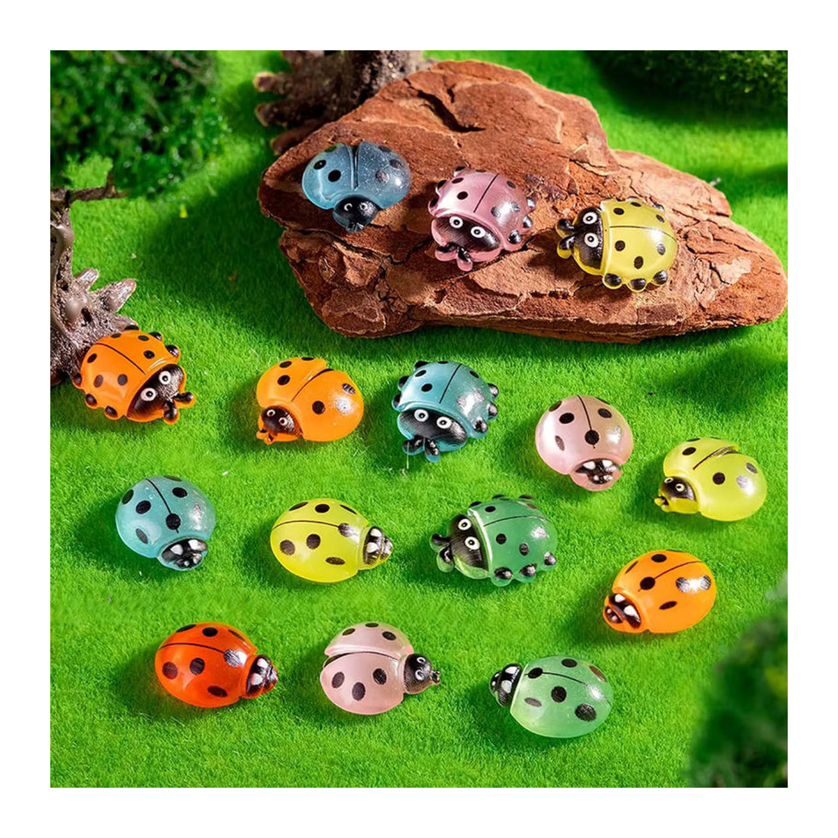 Mini-Marienkäfer-Dekoration aus Kunstharz in Mehrfarbig für Feengarten und Blumentöpfe - Bild 4