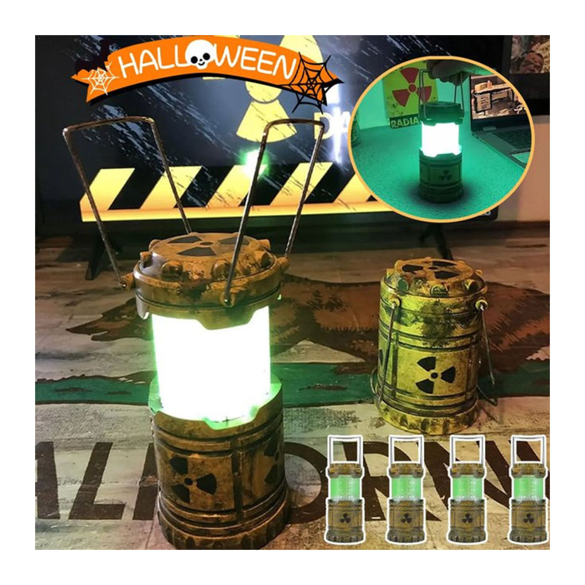 Mini-Nuclear-Reaktor-Laterne als nukleares Nachtlicht im Industrial-Look, Farbe: Grün - Bild 1