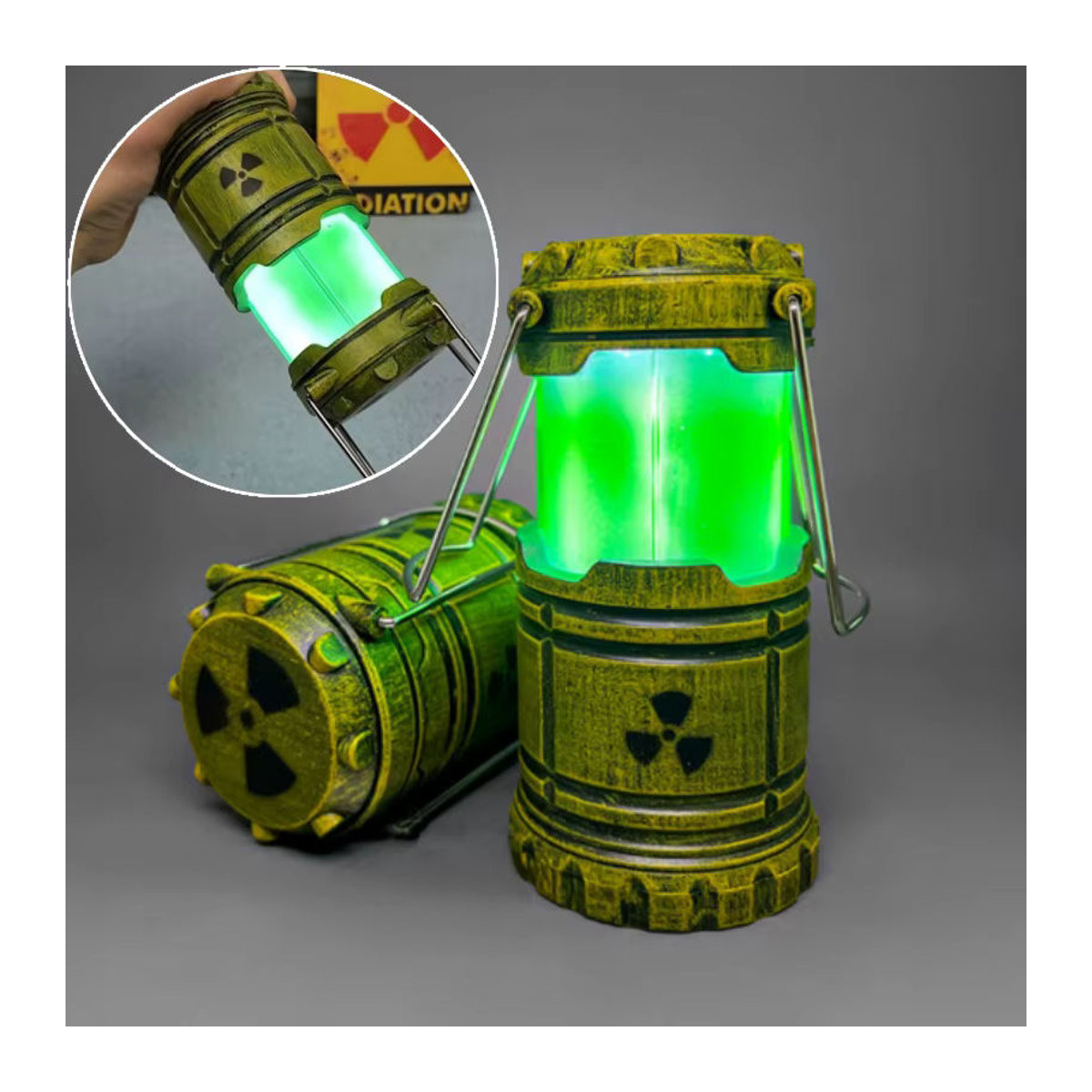 Mini-Nuclear-Reaktor-Laterne als nukleares Nachtlicht im Industrial-Look, Farbe: Grün - Bild 2