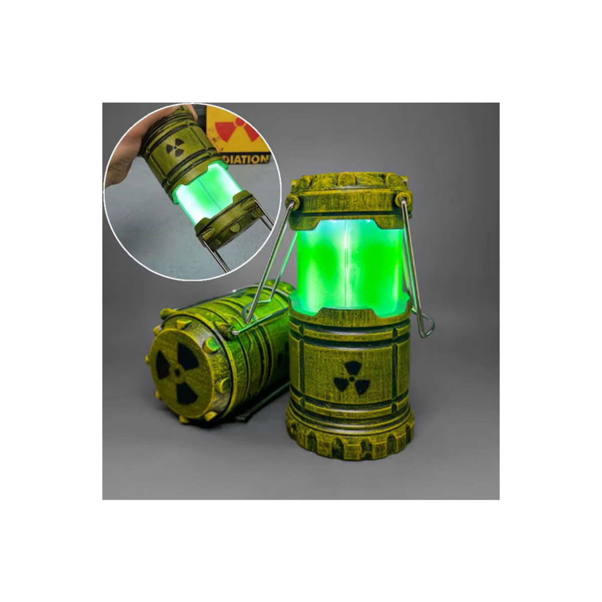 Mini-Nuclear-Reaktor-Laterne als nukleares Nachtlicht im Industrial-Look, Farbe: Grün - Bild 7