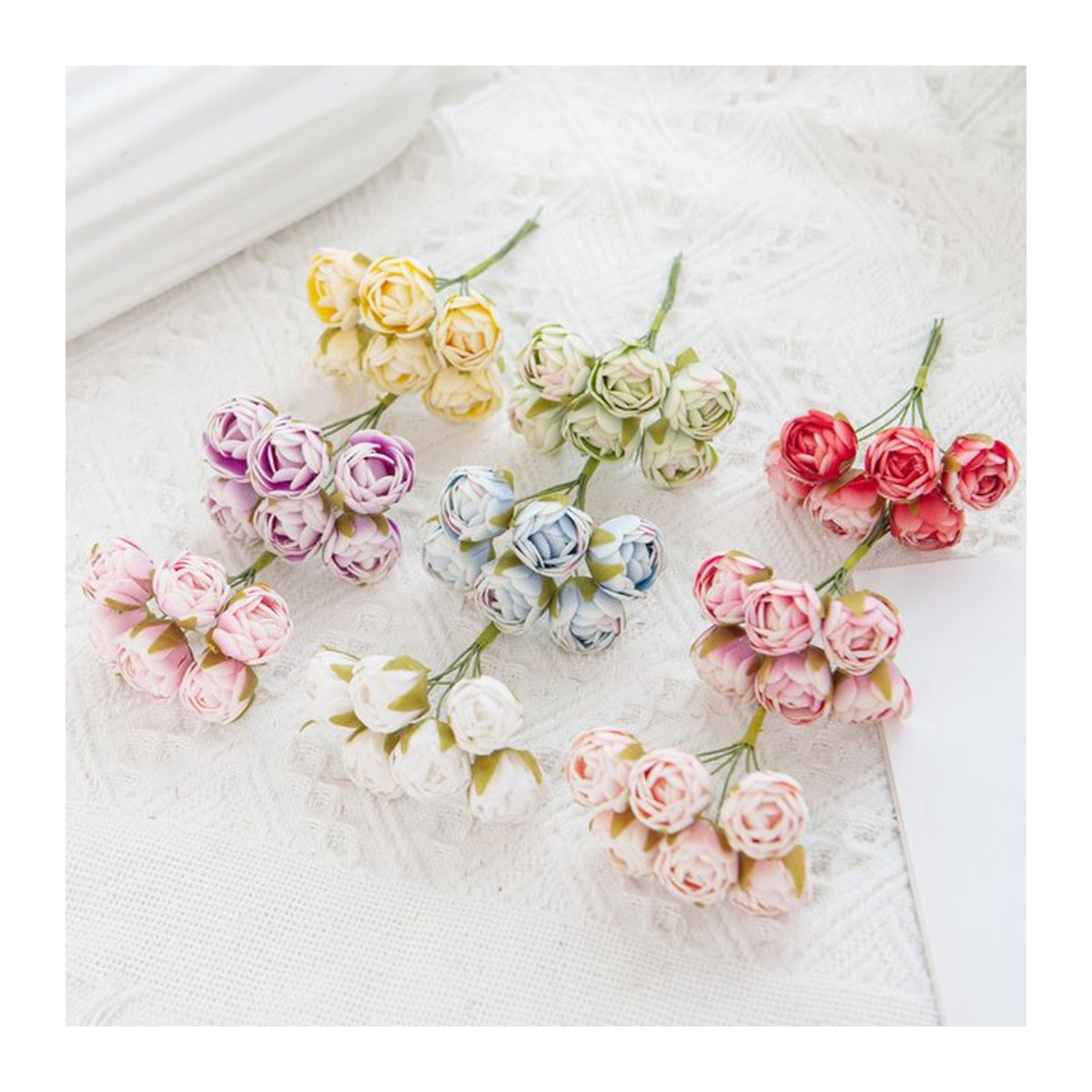 Mini Rosen Bouquet aus künstlichem Schaum in Lila und Mehrfarbig für Hochzeit und Dekoration - Bild 1