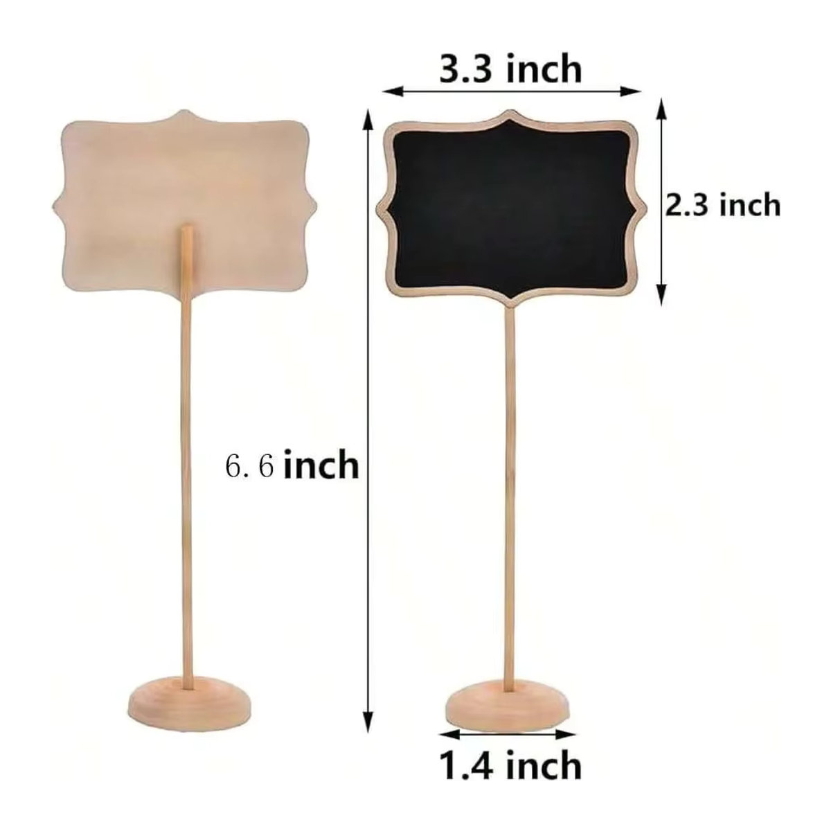 Mini-Tafel aus Holz in Schwarz mit Stift und Ersatzaufklebern für Party-Lebensmitteletiketten und Nachrichten, rustikales Design, stehend - Bild 6