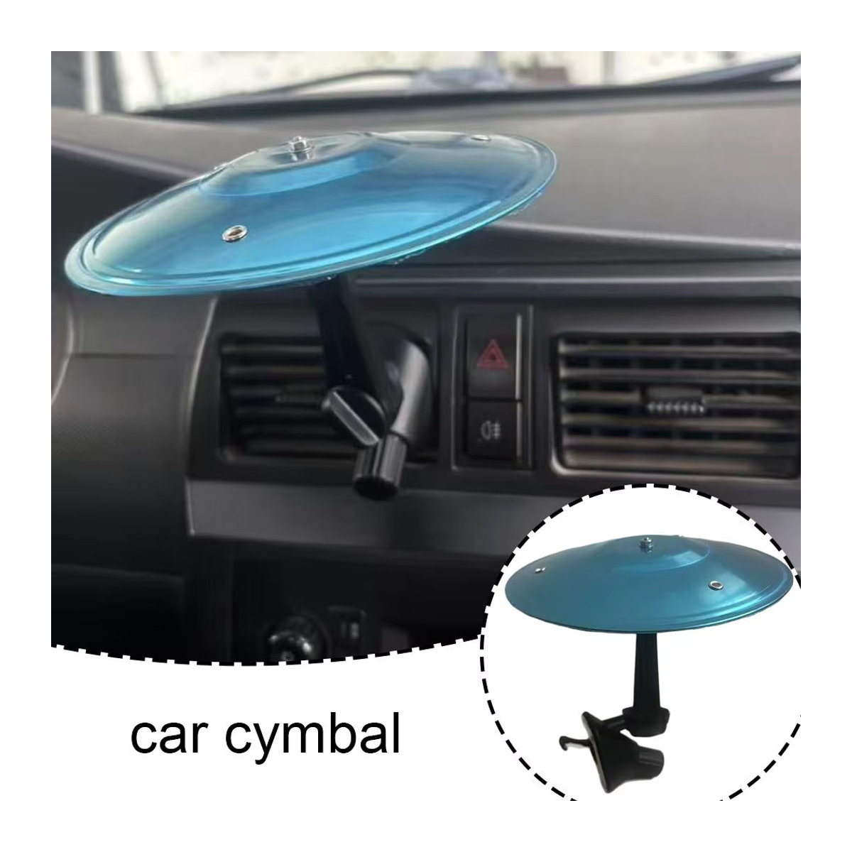 Mini-Trommel als Musikinstrument für die Lüftung im Auto, Silber, Metall, Rund - Bild 4