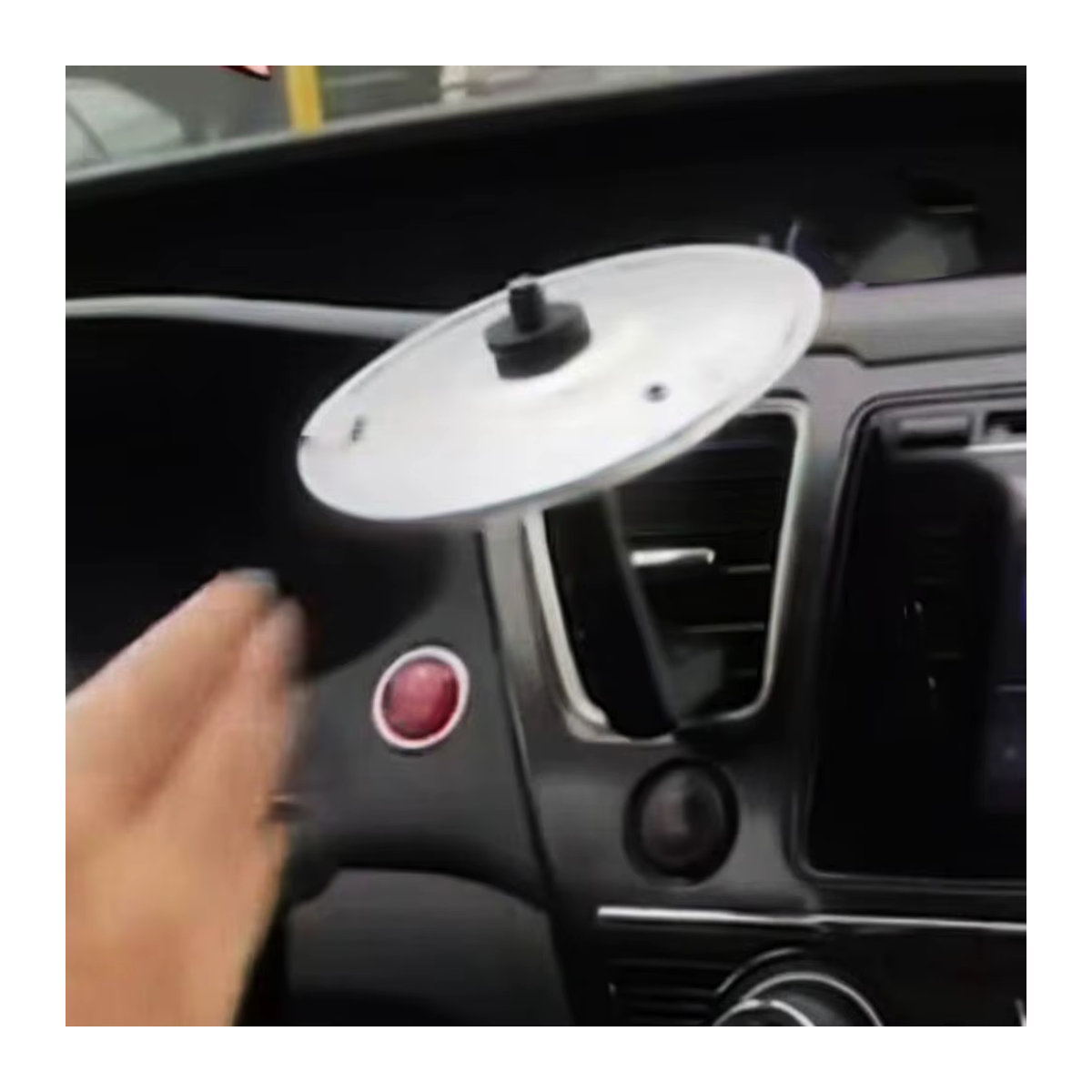 Mini-Trommel als Musikinstrument für die Lüftung im Auto, Silber, Metall, Rund - Bild 5