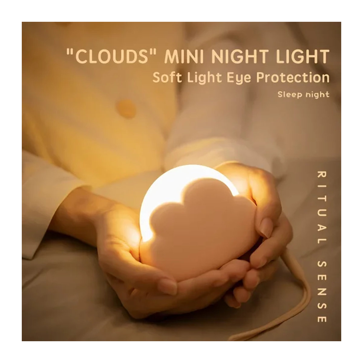 Mini USB Aufladbares LED Nachtlicht in Wolkenform, Weiß, Nachttischlampe für Kinder und Babyzimmer - Bild 1