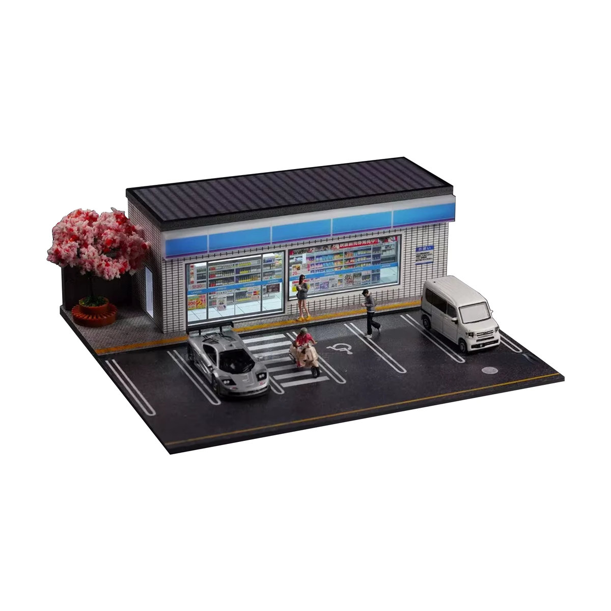 Miniatur Diorama Auto Garage und Convenience Store im Maßstab 1/64 mit LED Beleuchtung, mehrfarbig - Bild 2