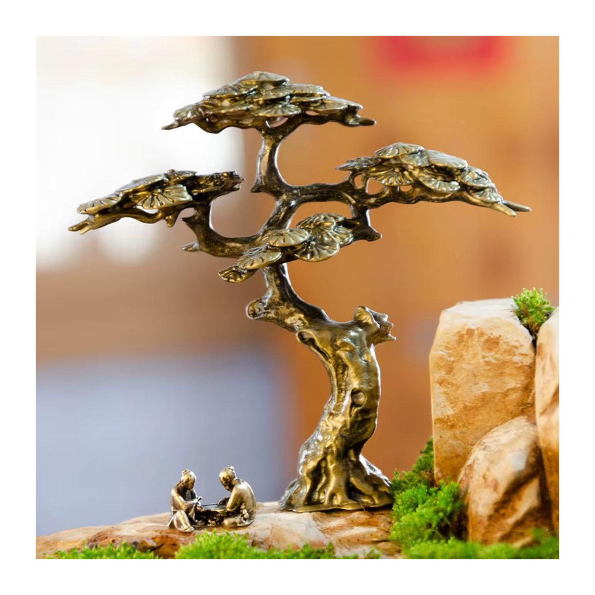 Miniatur Kiefer Figur aus Kupfer und Gold für Bonsai und Landschaftsdekorationen - Bild 2