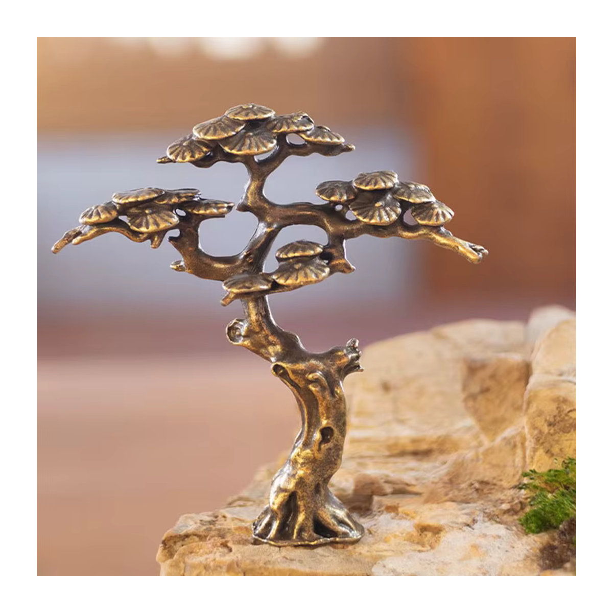 Miniatur Kiefer Figur aus Kupfer und Gold für Bonsai und Landschaftsdekorationen - Bild 3