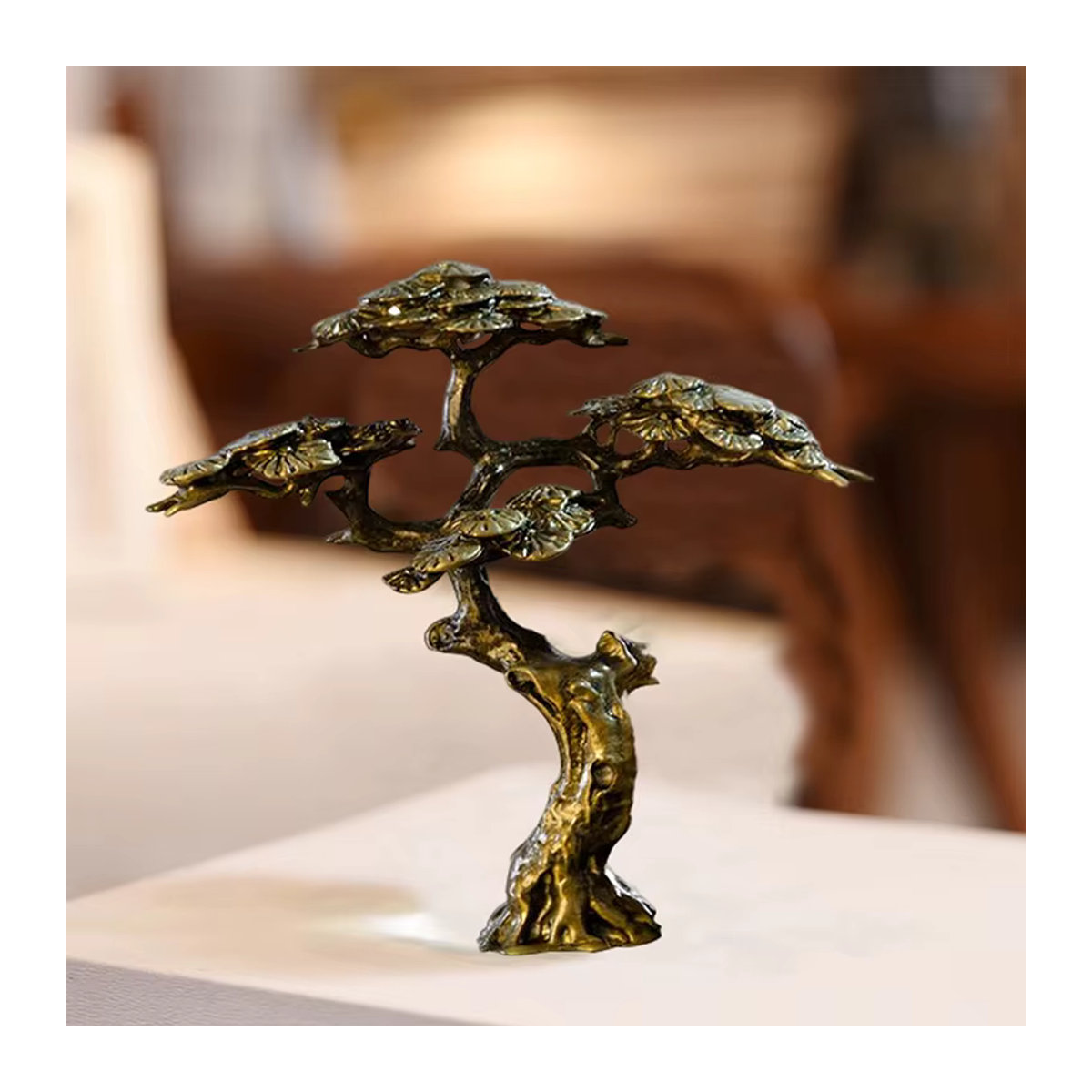 Miniatur Kiefer Figur aus Kupfer und Gold für Bonsai und Landschaftsdekorationen - Bild 4