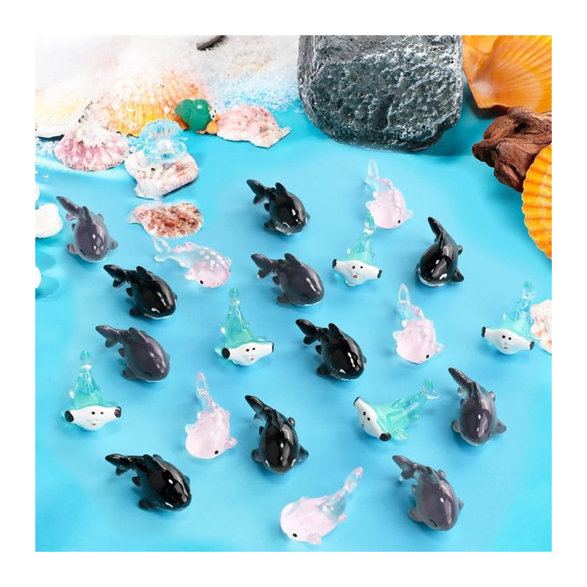 Miniatur-Meerestier-Figuren aus Kunstharz in Mehrfarbig für Aquarium-Dekoration und DIY-Feengarten, 4 oder 8 Stück - Bild 1