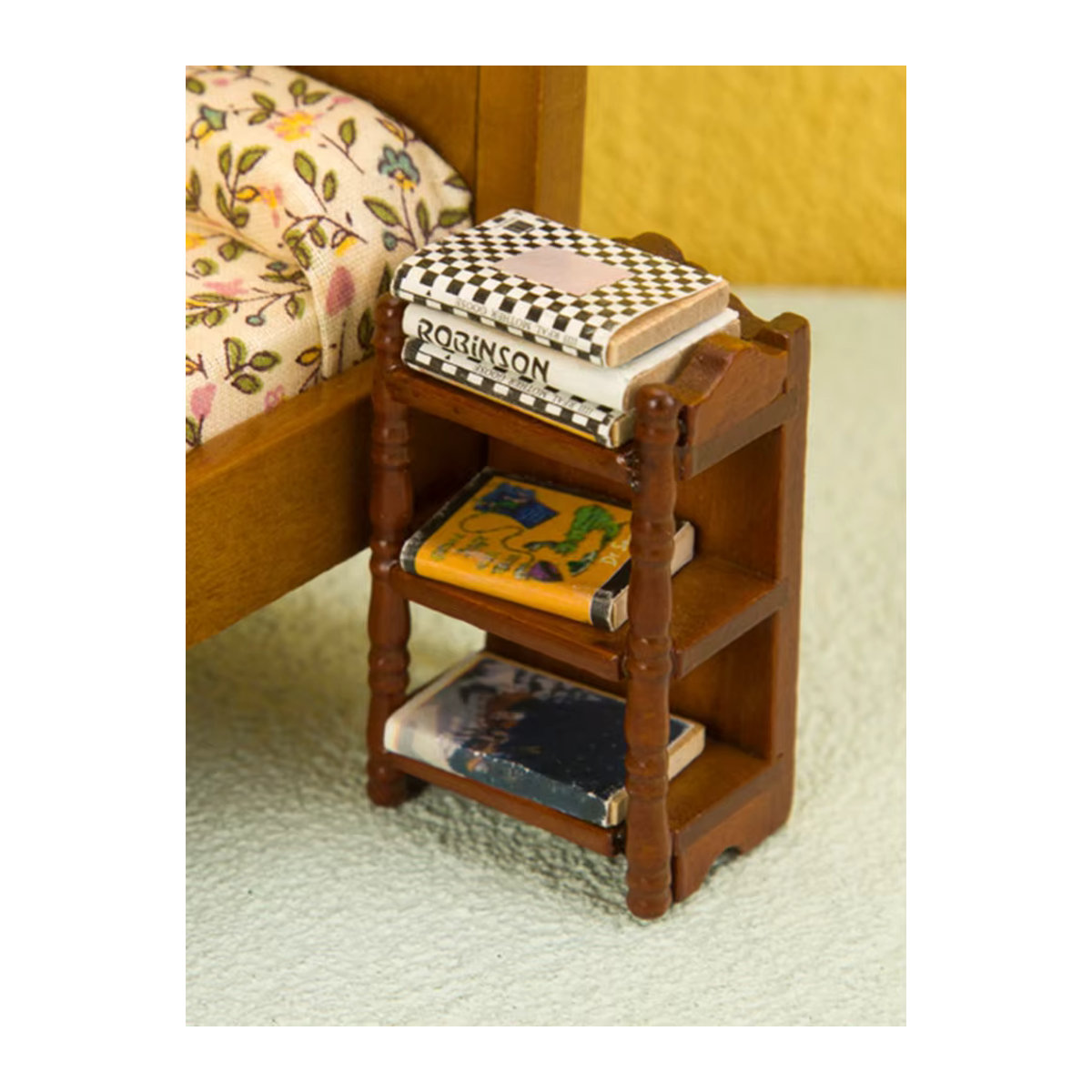 Miniatur Nachttisch aus Holz in Braun als Schlafzimmer Modell Dekor für Puppenhaus Zubehör - Bild 6