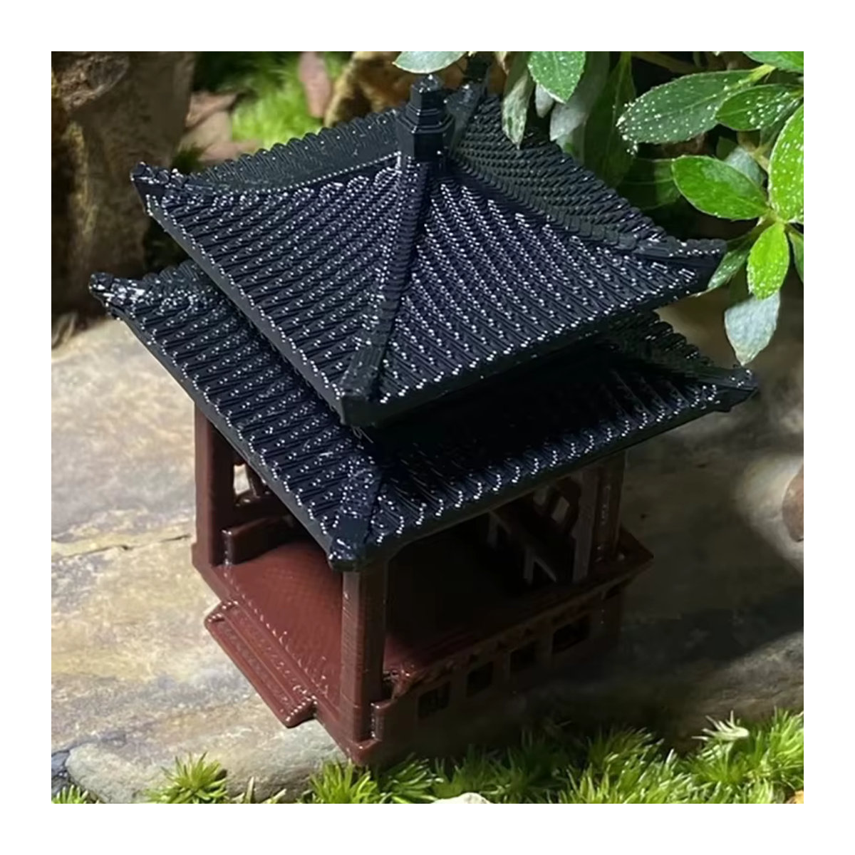 Miniatur-Pagoden-Statue JETTING in Braun, Sechseckiger Bonsai-Pavillon aus Kunstharz für Mikro-Landschaften - Bild 5