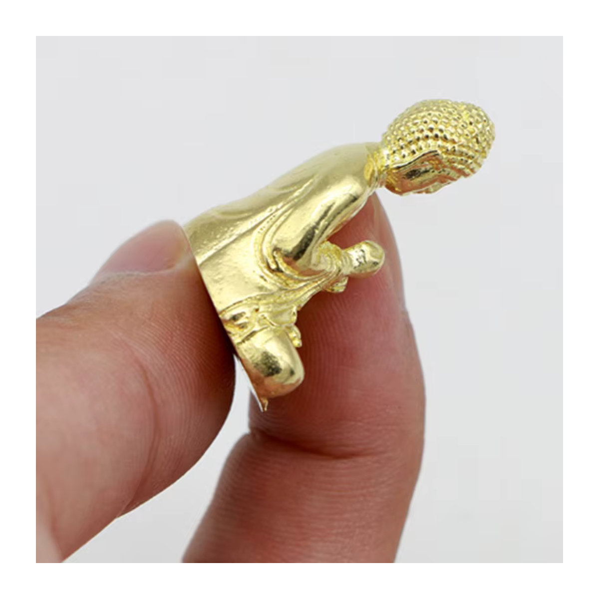 Miniatur-Shakyamuni-Buddha-Statue aus Messing in Gold und Kupfer, stehende orientalische Buddha-Figur - Bild 2