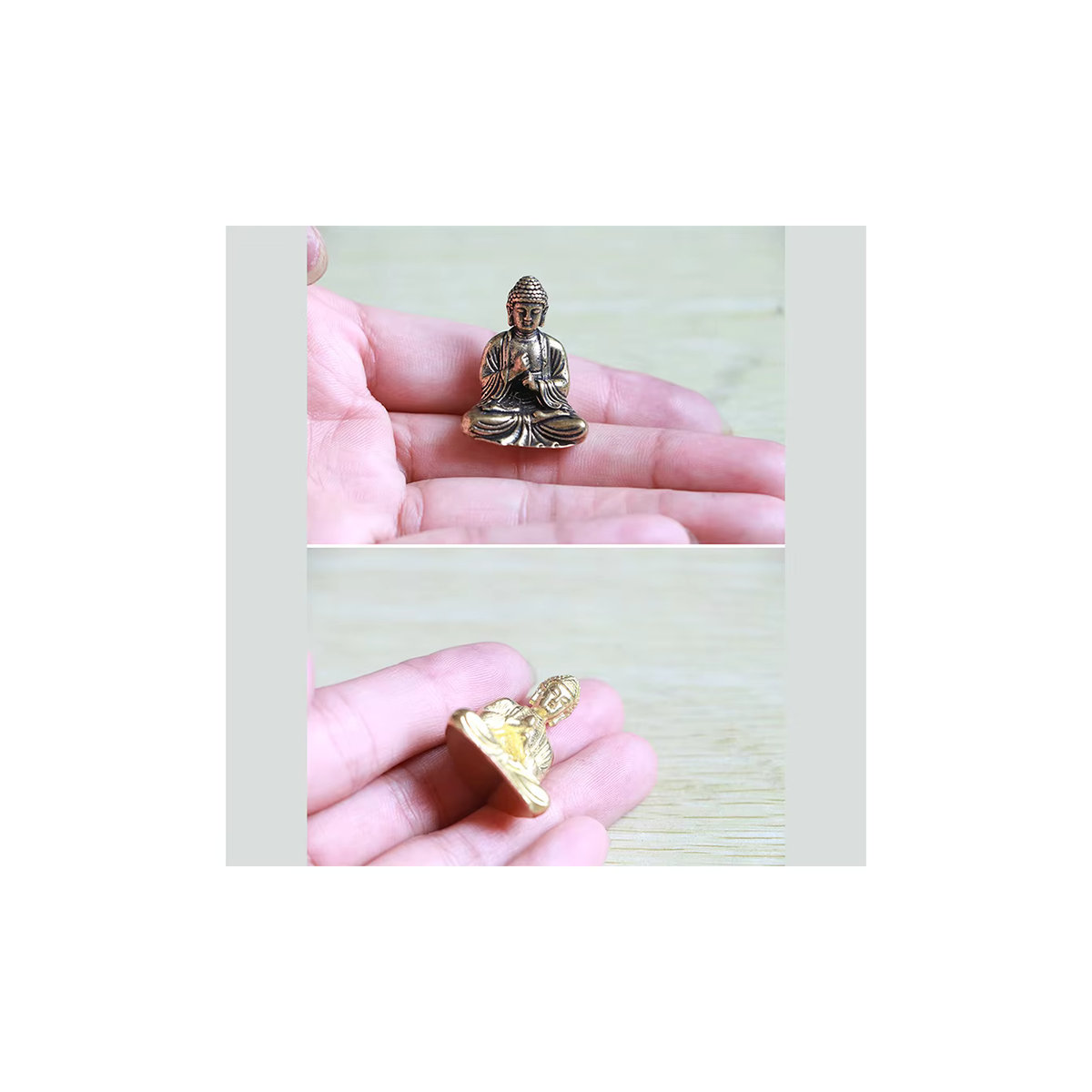 Miniatur-Shakyamuni-Buddha-Statue aus Messing in Gold und Kupfer, stehende orientalische Buddha-Figur - Bild 5
