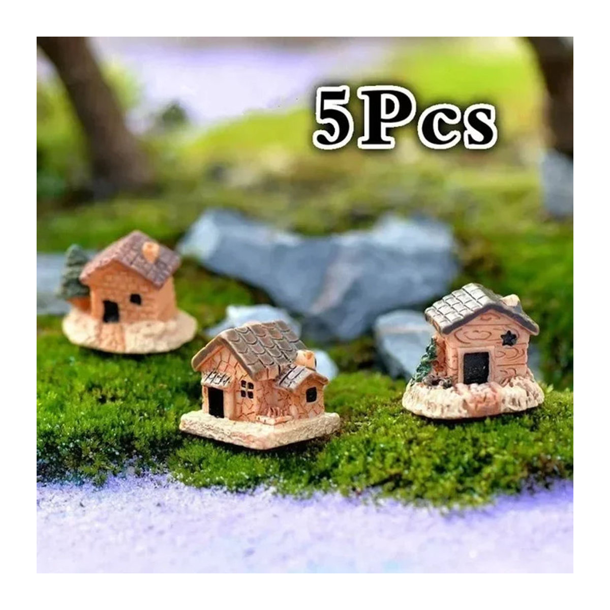 Miniatur Steinhaus aus Kunstharz in Braun für Puppenhaus und Garten-Mikrolandschaft - Bild 1