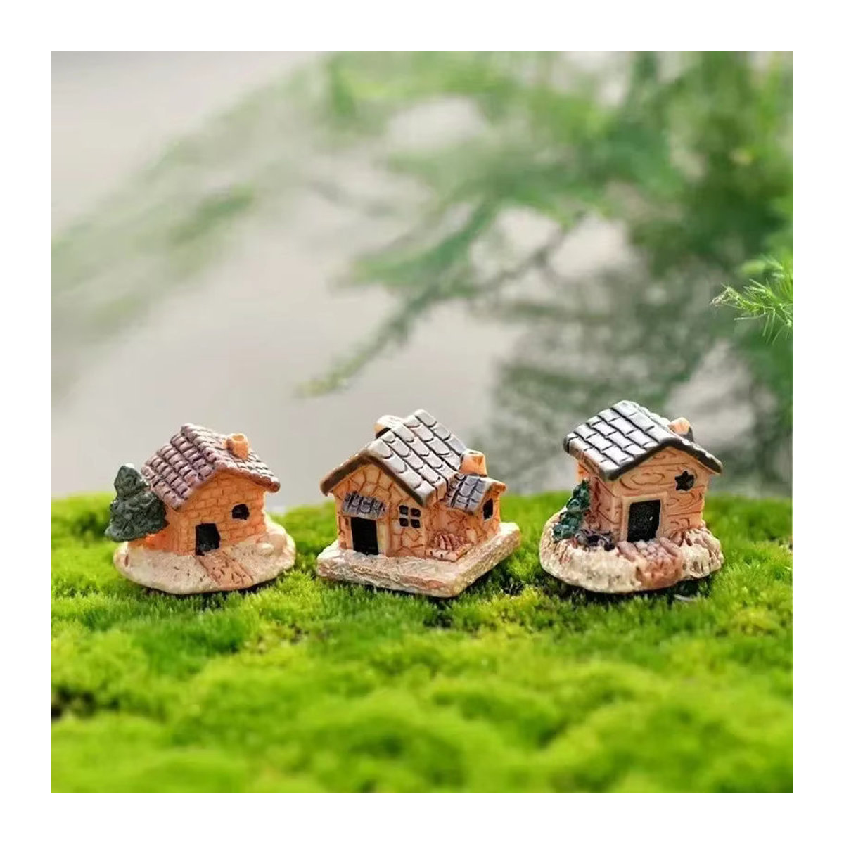 Miniatur Steinhaus aus Kunstharz in Braun für Puppenhaus und Garten-Mikrolandschaft - Bild 2