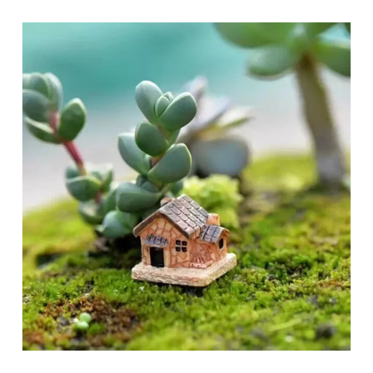 Miniatur Steinhaus aus Kunstharz in Braun für Puppenhaus und Garten-Mikrolandschaft - Bild 3