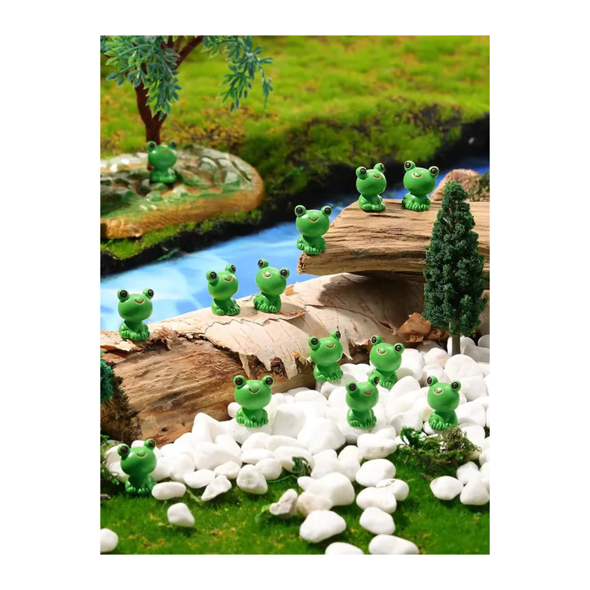 Miniaturfiguren aus Kunstharz in Form von grünen Fröschen für dein DIY Fee Topf Bastelprojekt und Mikrolandschaften, 5 Stück - Bild 4