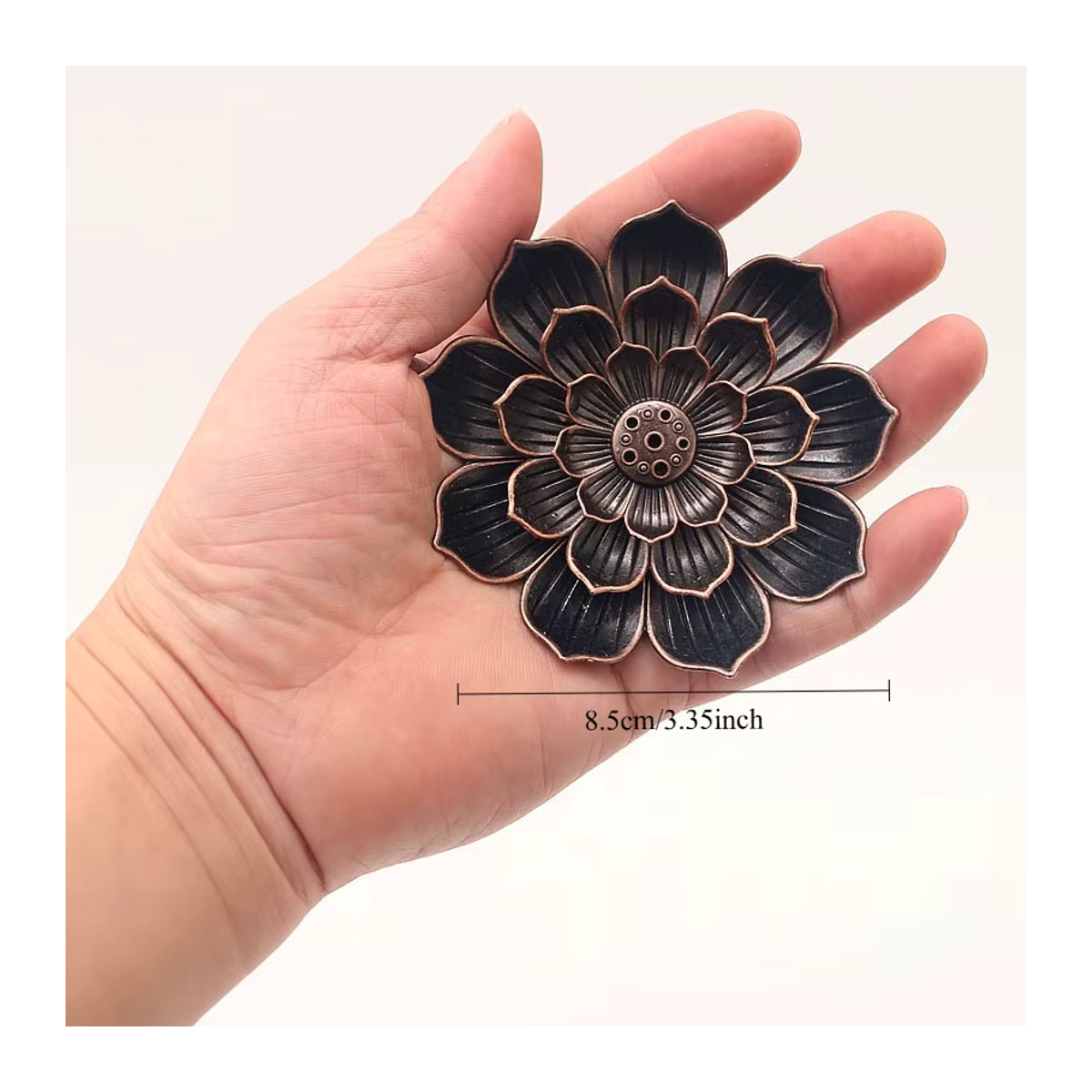 MINIDEAL Antiker Lotus-Räucherstäbchenhalter aus Metall in Braun und Rot mit Mehrfachlöchern für Zen-Meditation und Heimdekoration - Bild 2