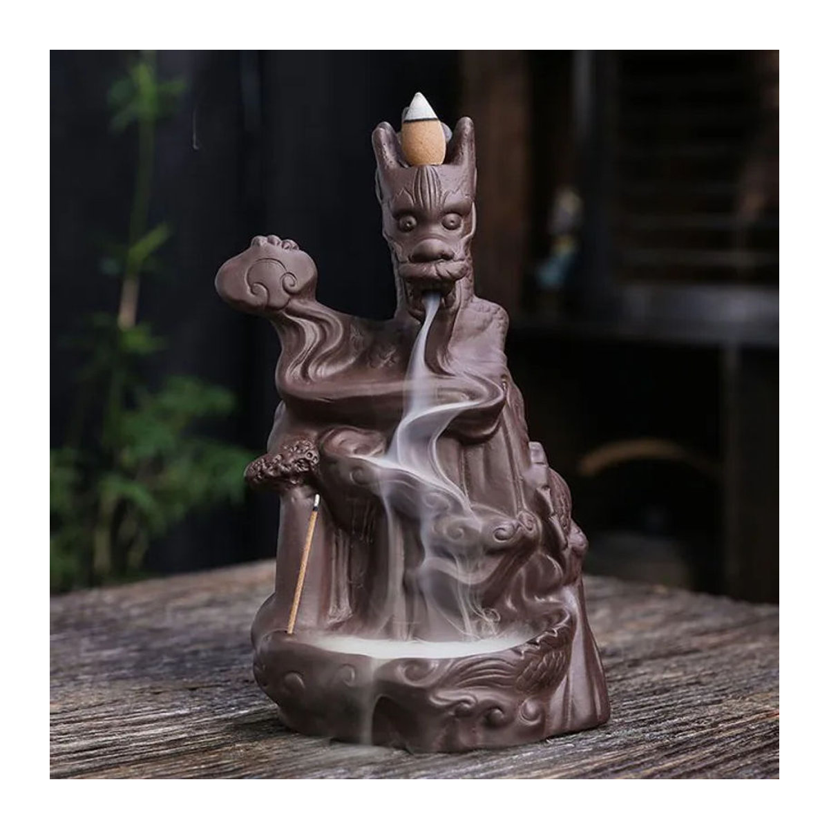 MINIDEAL Drachen-Räuchergefäß aus Keramik in Lila und Braun mit Rückfluss-Effekt als Feng Shui Ornament - Bild 1