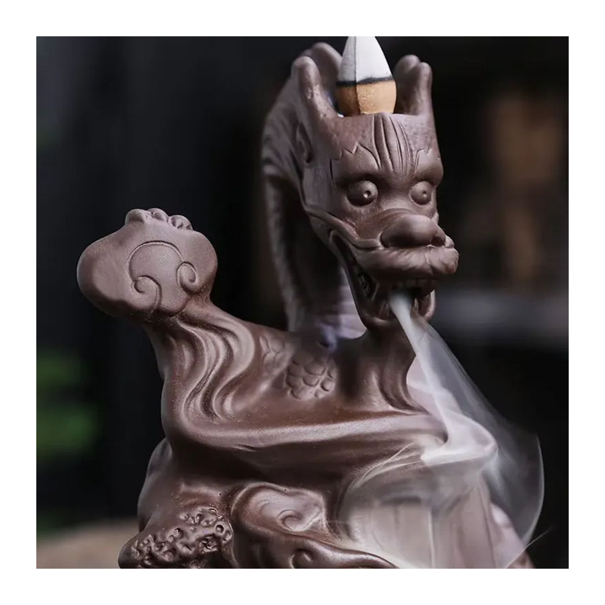 MINIDEAL Drachen-Räuchergefäß aus Keramik in Lila und Braun mit Rückfluss-Effekt als Feng Shui Ornament - Bild 4