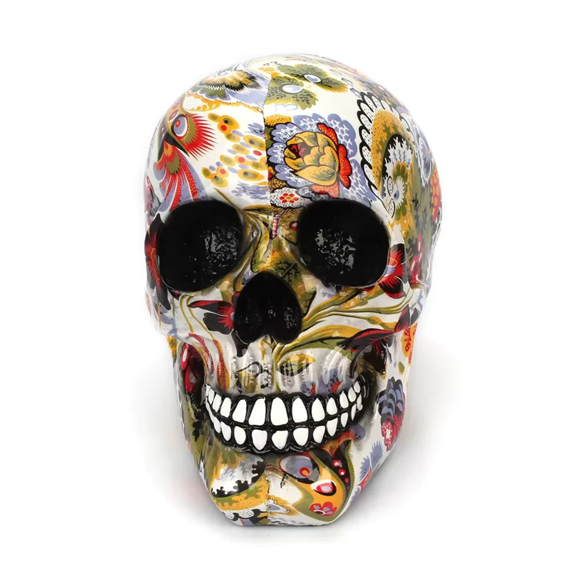 MINIDEAL Halloween-Schädel-Dekoration aus Kunstharz mit floralem Design in Mehrfarbig - Bild 2