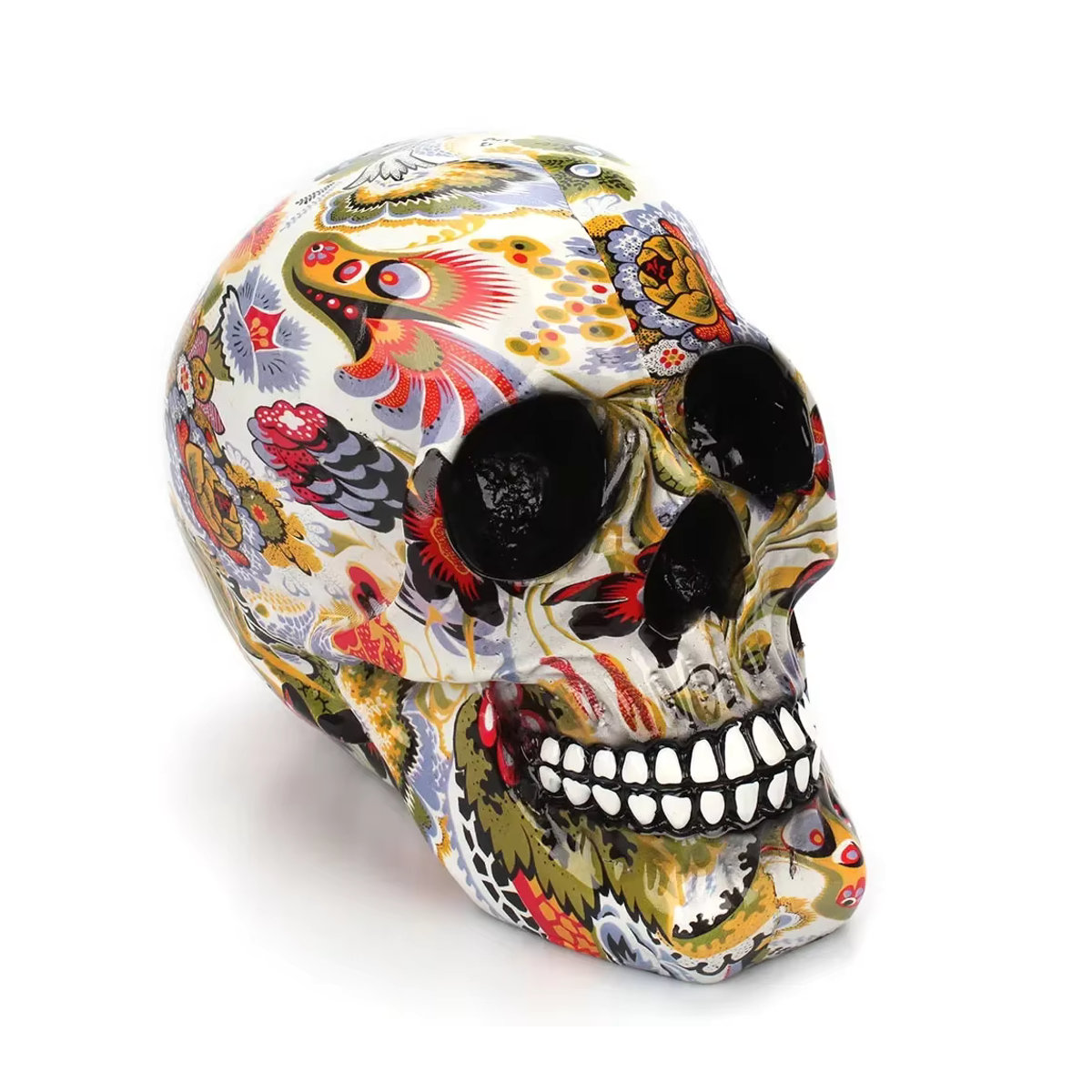 MINIDEAL Halloween-Schädel-Dekoration aus Kunstharz mit floralem Design in Mehrfarbig - Bild 5