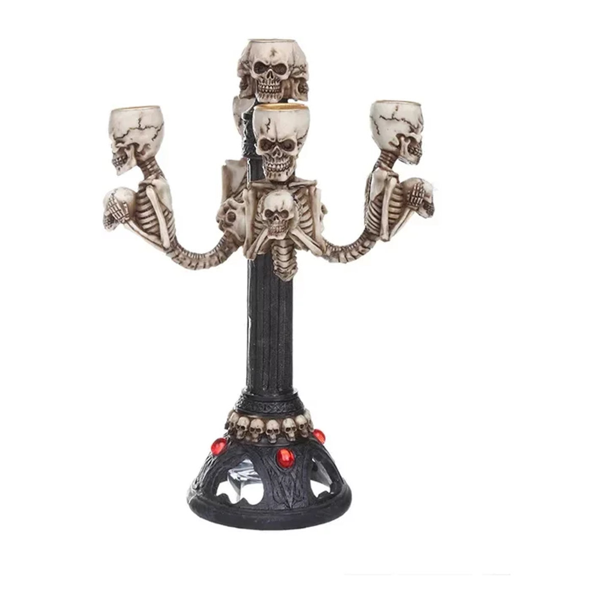 MINIDEAL Halloween Schädel Kerzenhalter aus Kunstharz in Weiß für Teelichter im Punk-Stil - Bild 1