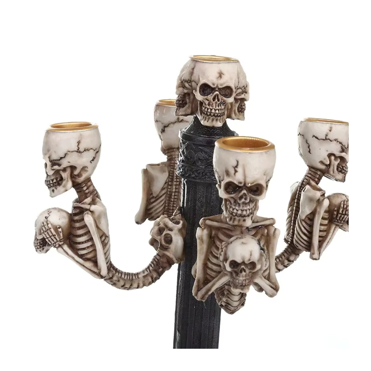 MINIDEAL Halloween Schädel Kerzenhalter aus Kunstharz in Weiß für Teelichter im Punk-Stil - Bild 3