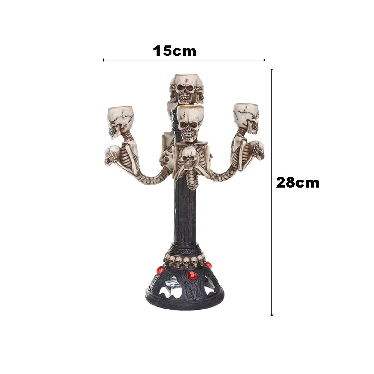 MINIDEAL Halloween Schädel Kerzenhalter aus Kunstharz in Weiß für Teelichter im Punk-Stil - Bild 5