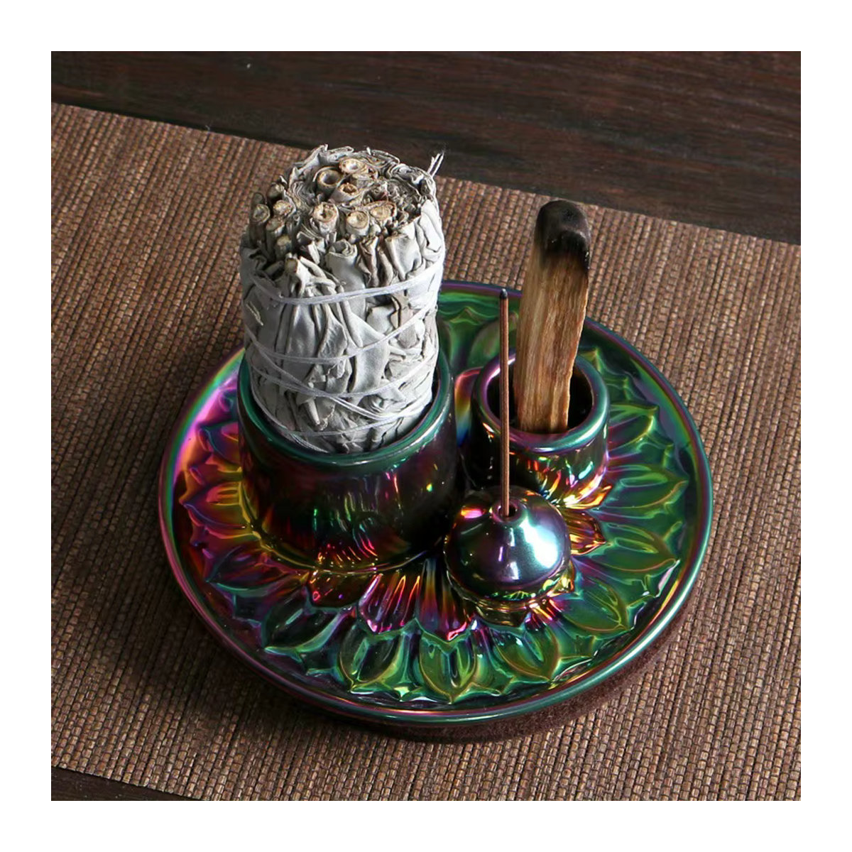 MINIDEAL Keramik Kerzenhalter in Mehrfarbig mit abstraktem Bohemian Design und runder Form - Bild 2