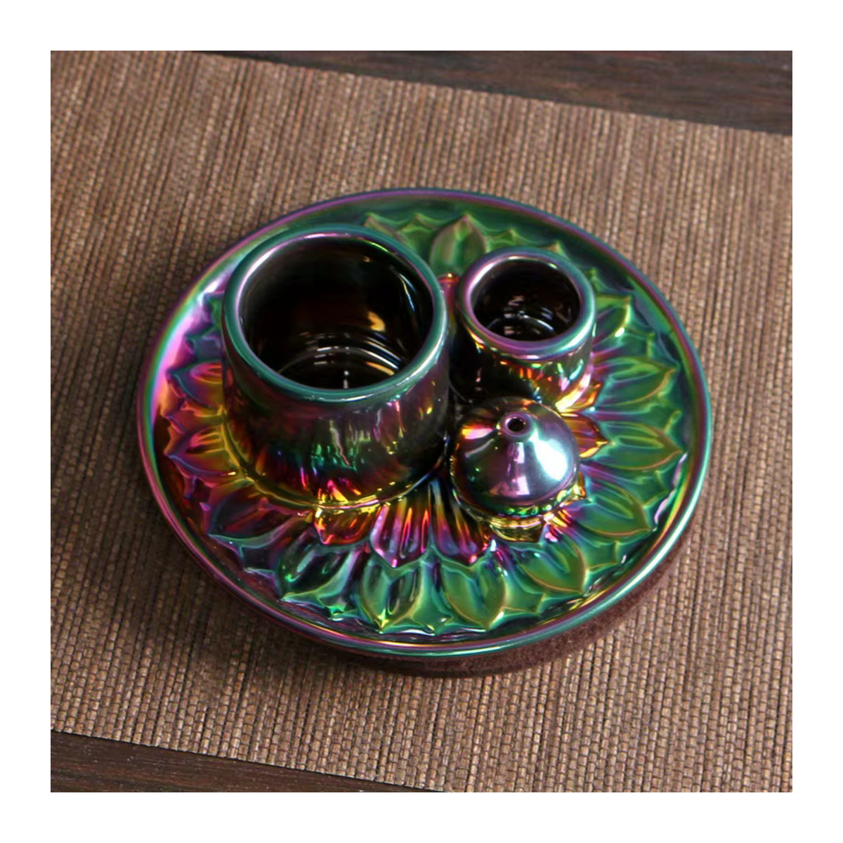 MINIDEAL Keramik Kerzenhalter in Mehrfarbig mit abstraktem Bohemian Design und runder Form - Bild 5