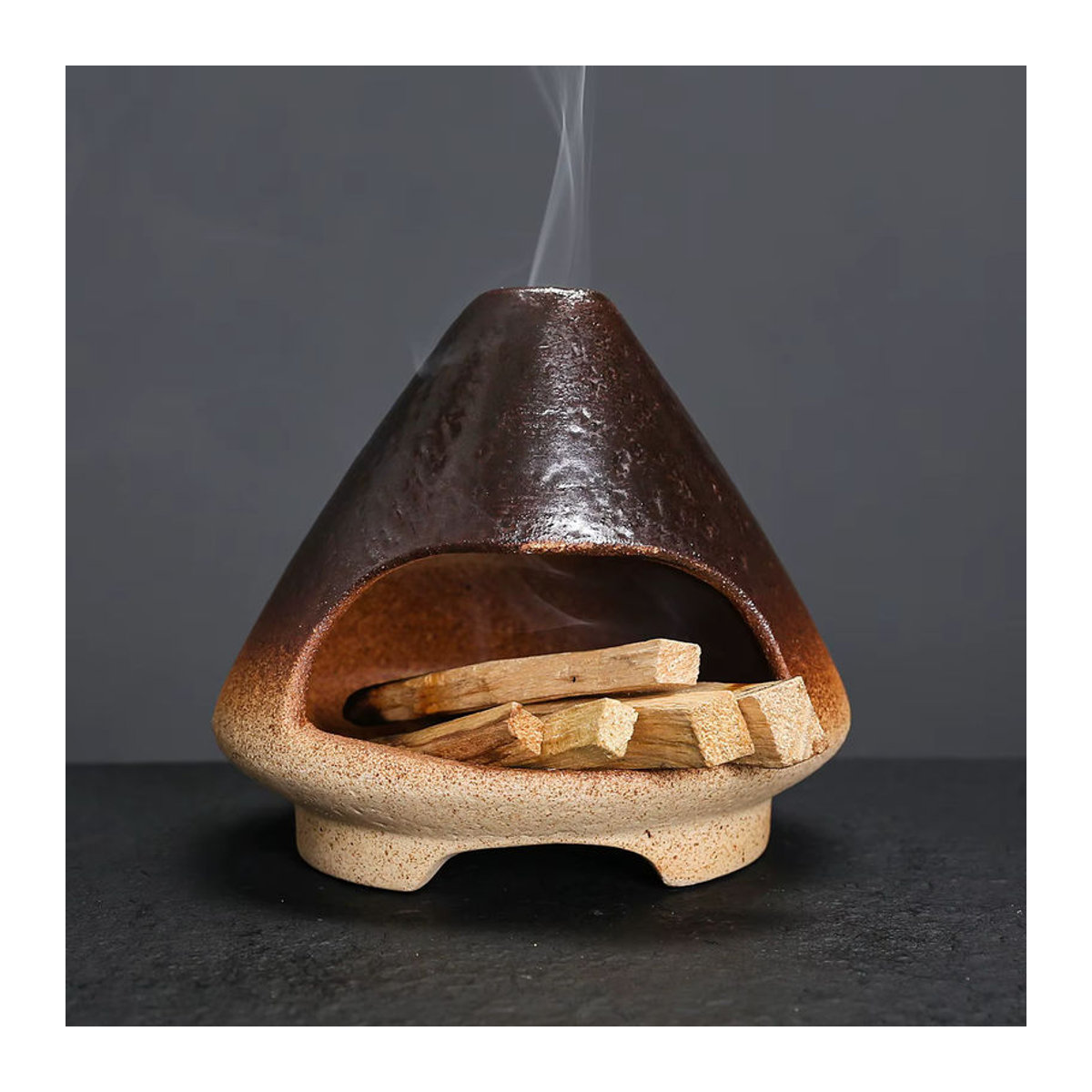MINIDEAL Keramik-Räuchergefäß in Braun für Salbei und Palo Santo mit minimalistischem Design - Bild 3