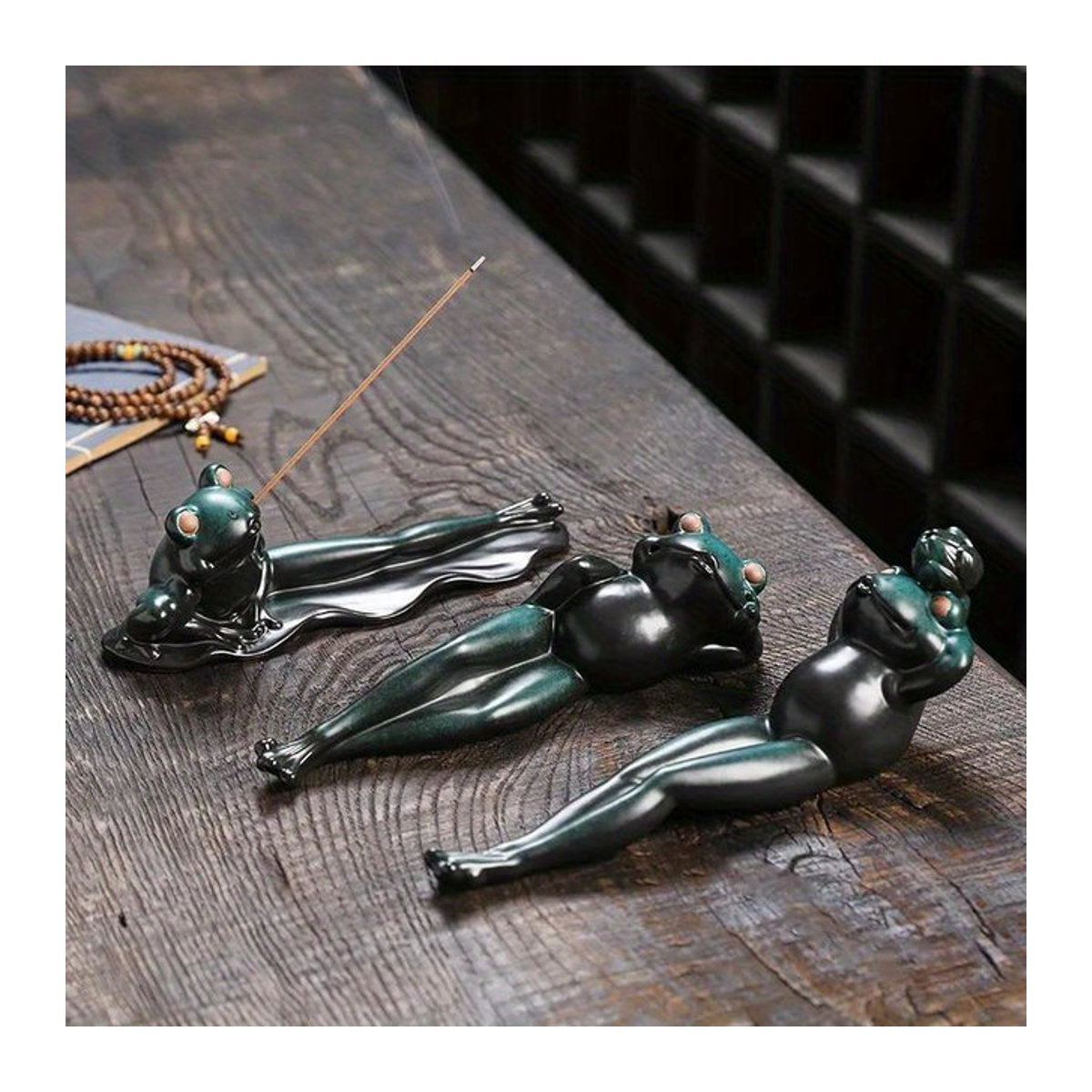 MINIDEAL Keramik Räucherstäbchenhalter Frosch Ornament in Grün - Bild 1