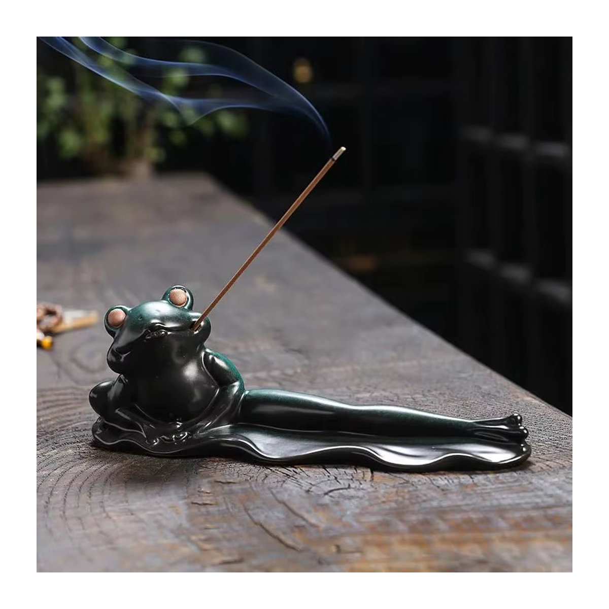 MINIDEAL Keramik Räucherstäbchenhalter Frosch Ornament in Grün - Bild 2