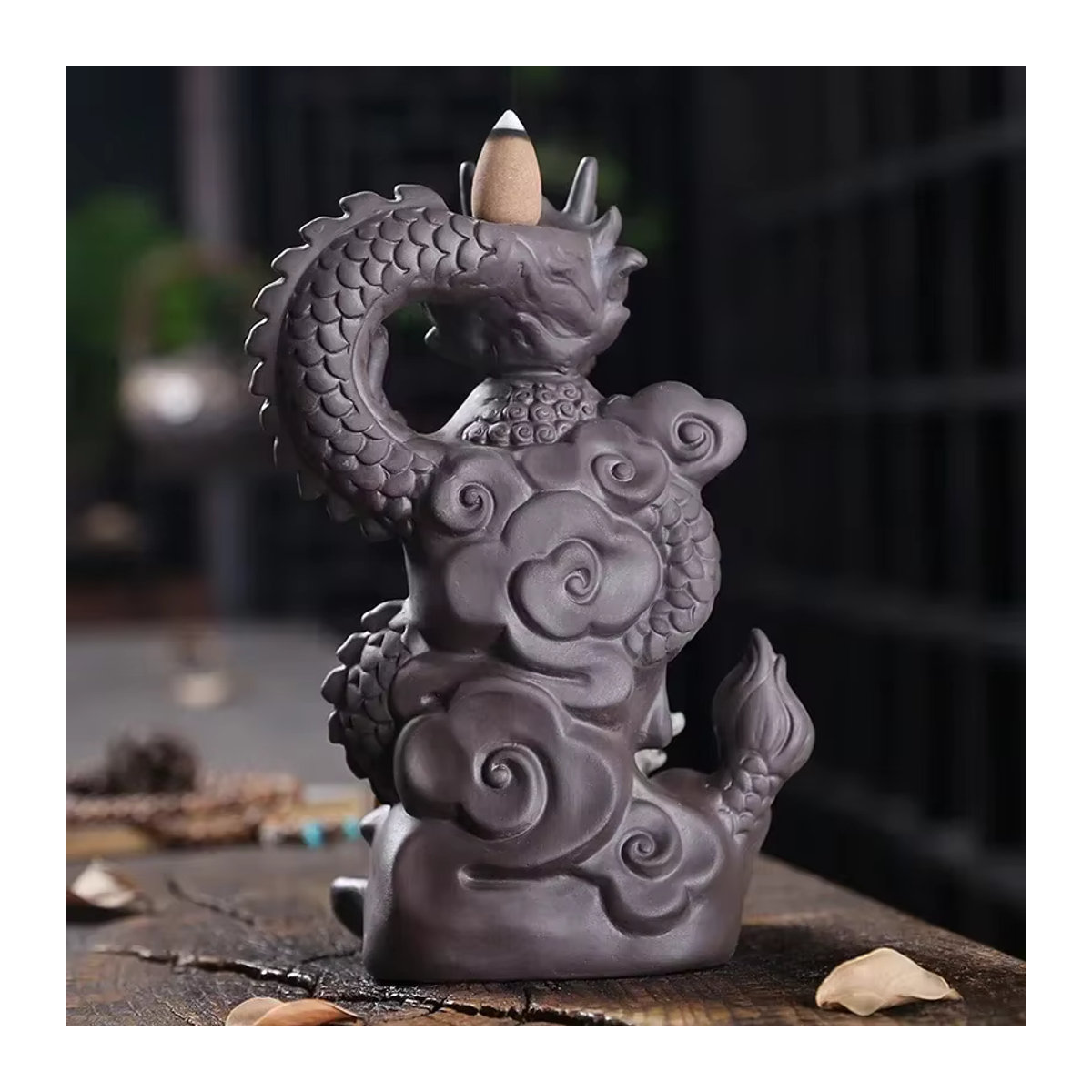 MINIDEAL Keramik-Rückfluss-Räuchergefäß Drache in Grau für Aromatherapie und Heimdekoration - Bild 3
