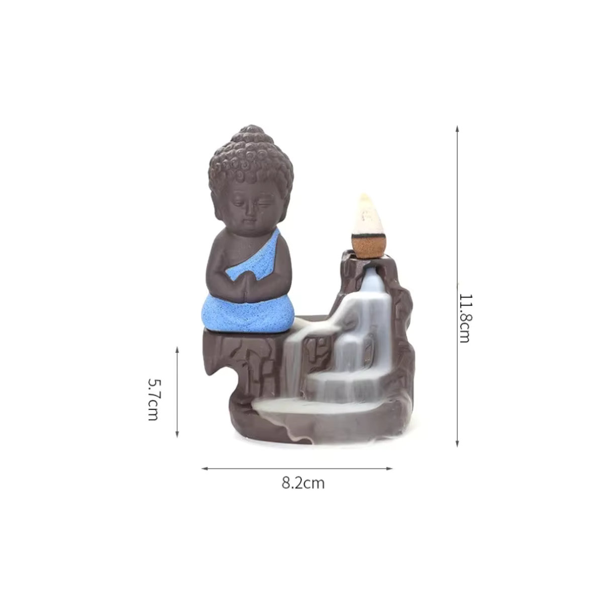 MINIDEAL Keramik Wasserfall Weihrauchbrenner Mönch Bodhisattva Buddha in Gelb und Mehrfarbig - Bild 3