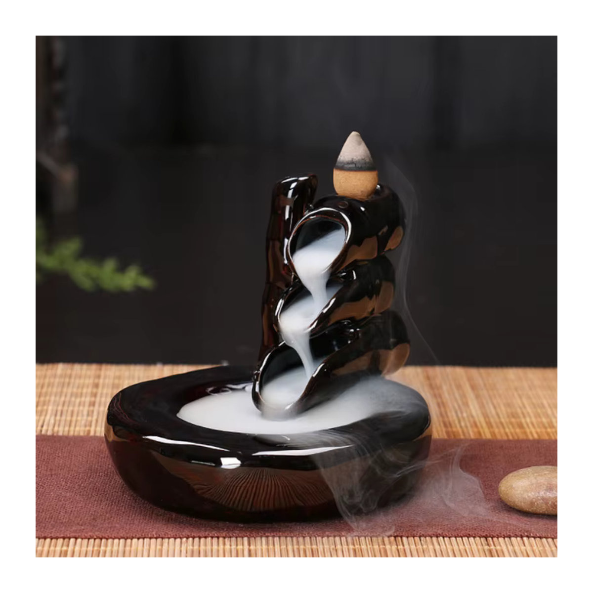 MINIDEAL Keramik Weihrauchbrenner Rückfluss-Stick in Schwarz für Zen-Yoga und Teehaus-Dekoration - Bild 2