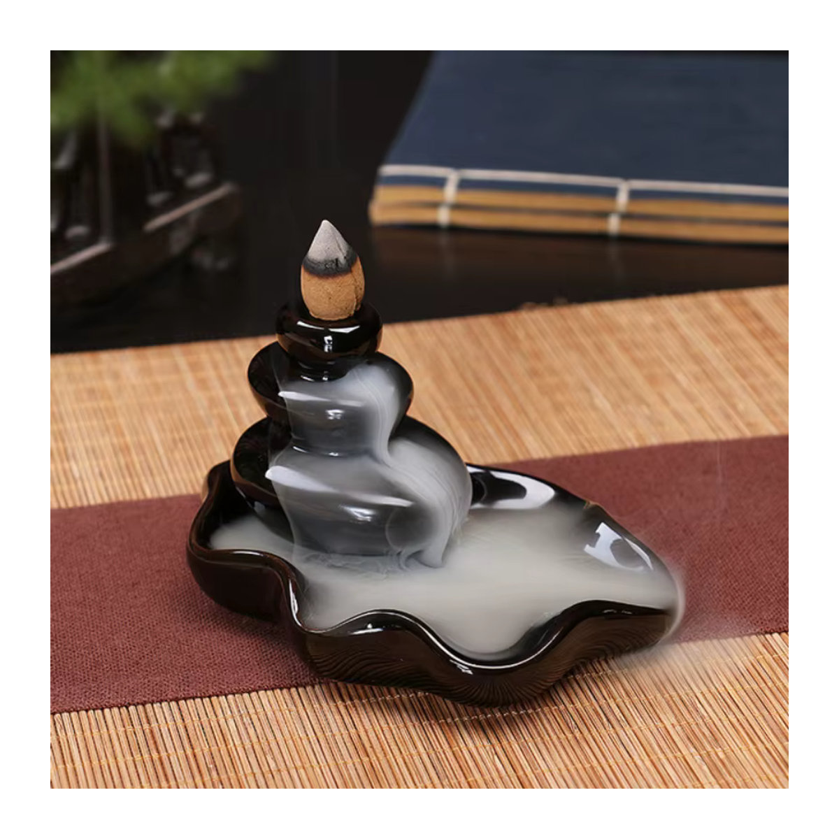 MINIDEAL Keramik Weihrauchbrenner Rückfluss-Stick in Schwarz für Zen-Yoga und Teehaus-Dekoration - Bild 3