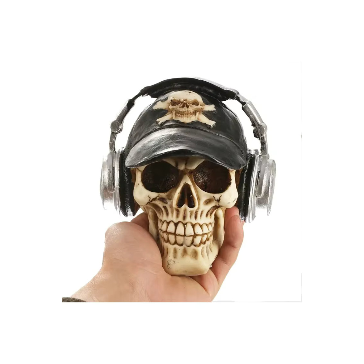 MINIDEAL Kreative Schädel Ornamente mit Kopfhörern und Baseballmütze aus Kunstharz, mehrfarbig - Bild 6