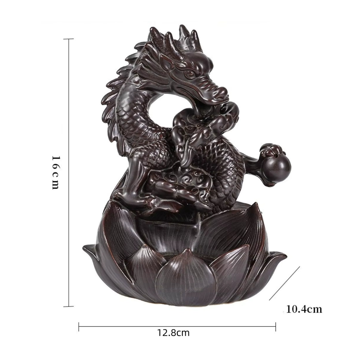 MINIDEAL Lotus Dragon Keramik Wasserfall Rückfluss Weihrauchbrenner in Braun - Bild 5