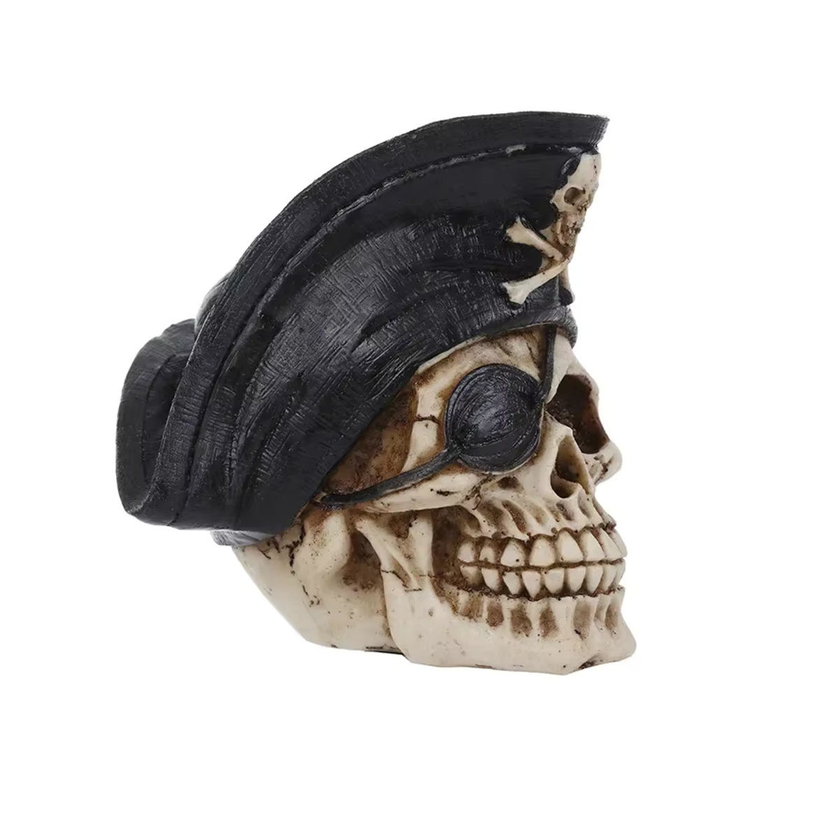 MINIDEAL Piraten Schädel Statue aus Kunstharz in Beige für maritime Dekoration und Halloween - Bild 2