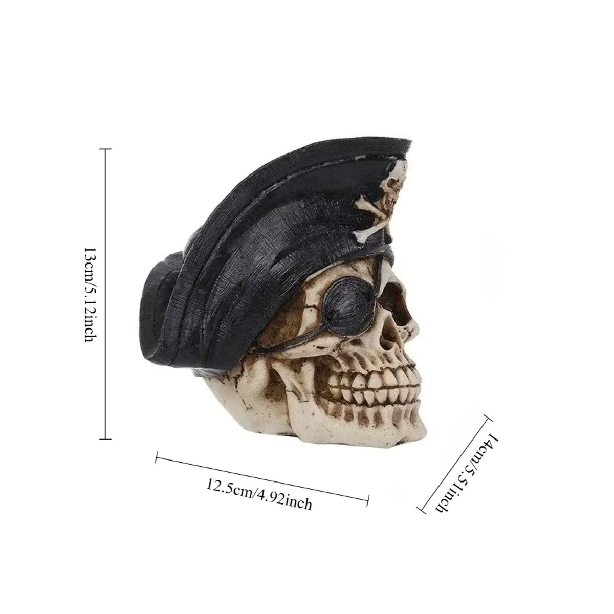 MINIDEAL Piraten Schädel Statue aus Kunstharz in Beige für maritime Dekoration und Halloween - Bild 3