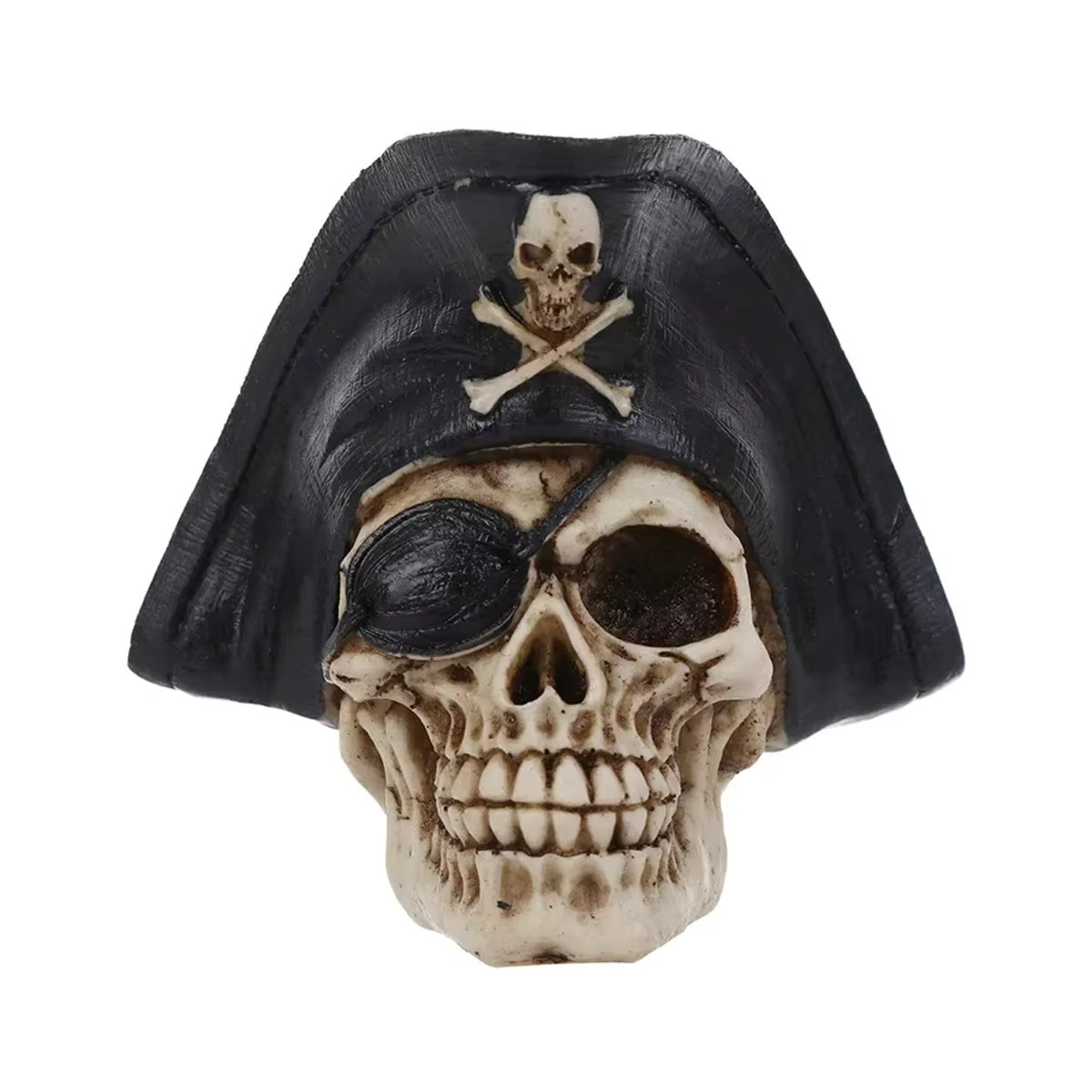 MINIDEAL Piraten Schädel Statue aus Kunstharz in Beige für maritime Dekoration und Halloween - Bild 6